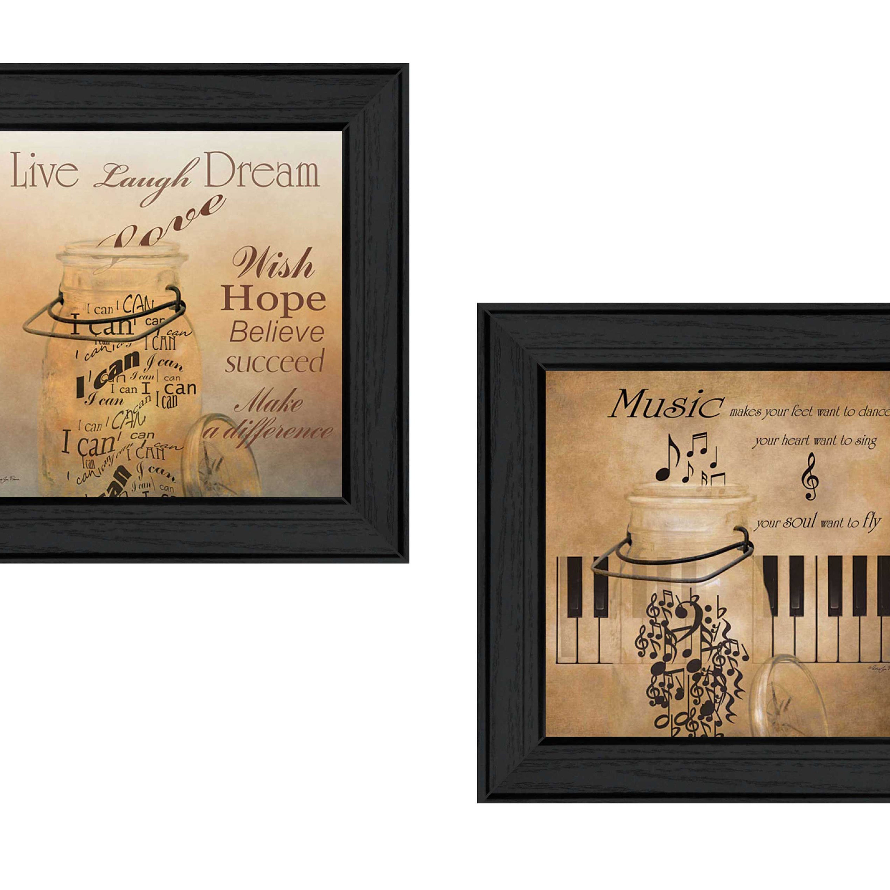 "Music Collection" 2-Piece Vignette By Robin-Lee Vieira, Printed Wall Art, Ready To Hang Framed Poster, Black Frame--1