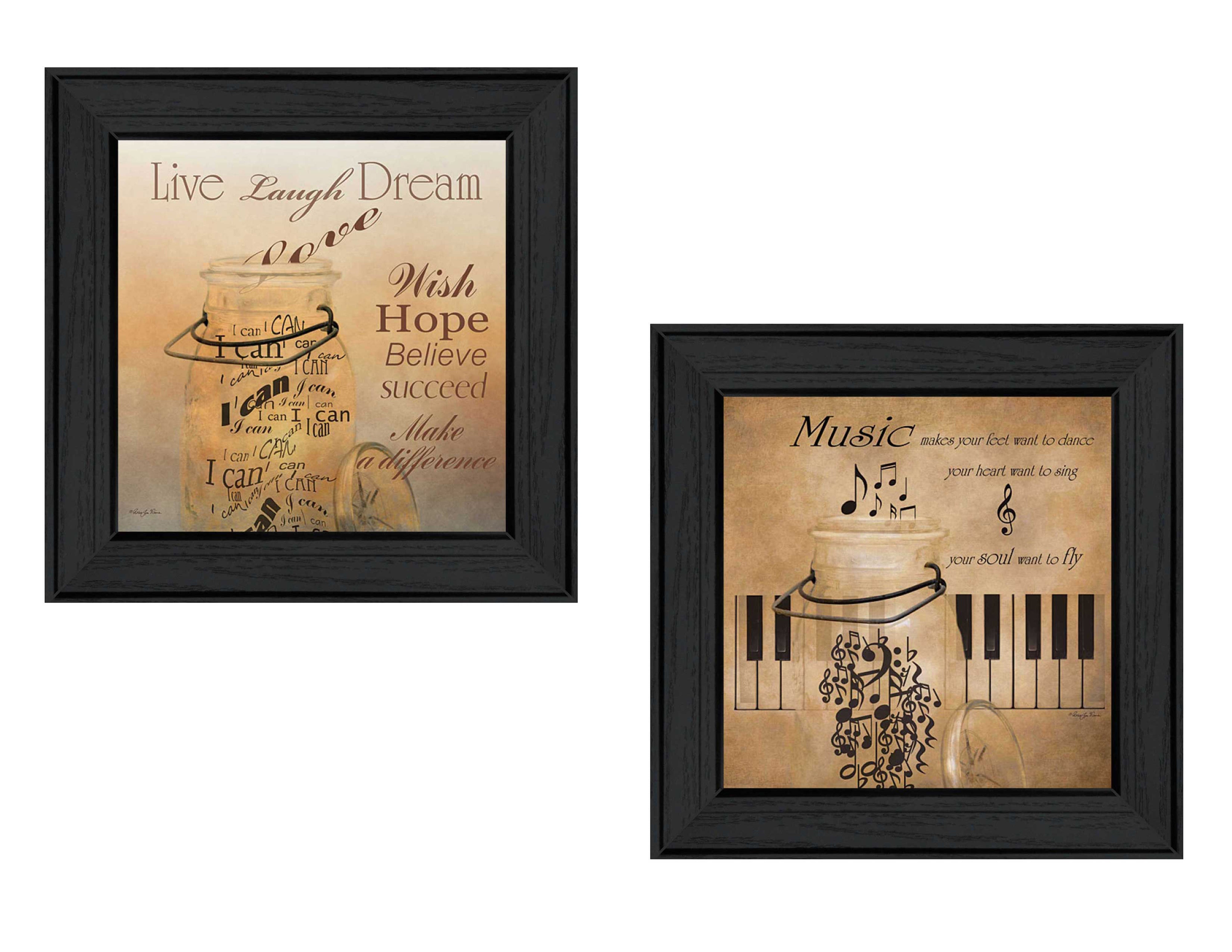 "Music Collection" 2-Piece Vignette By Robin-Lee Vieira, Printed Wall Art, Ready To Hang Framed Poster, Black Frame--1