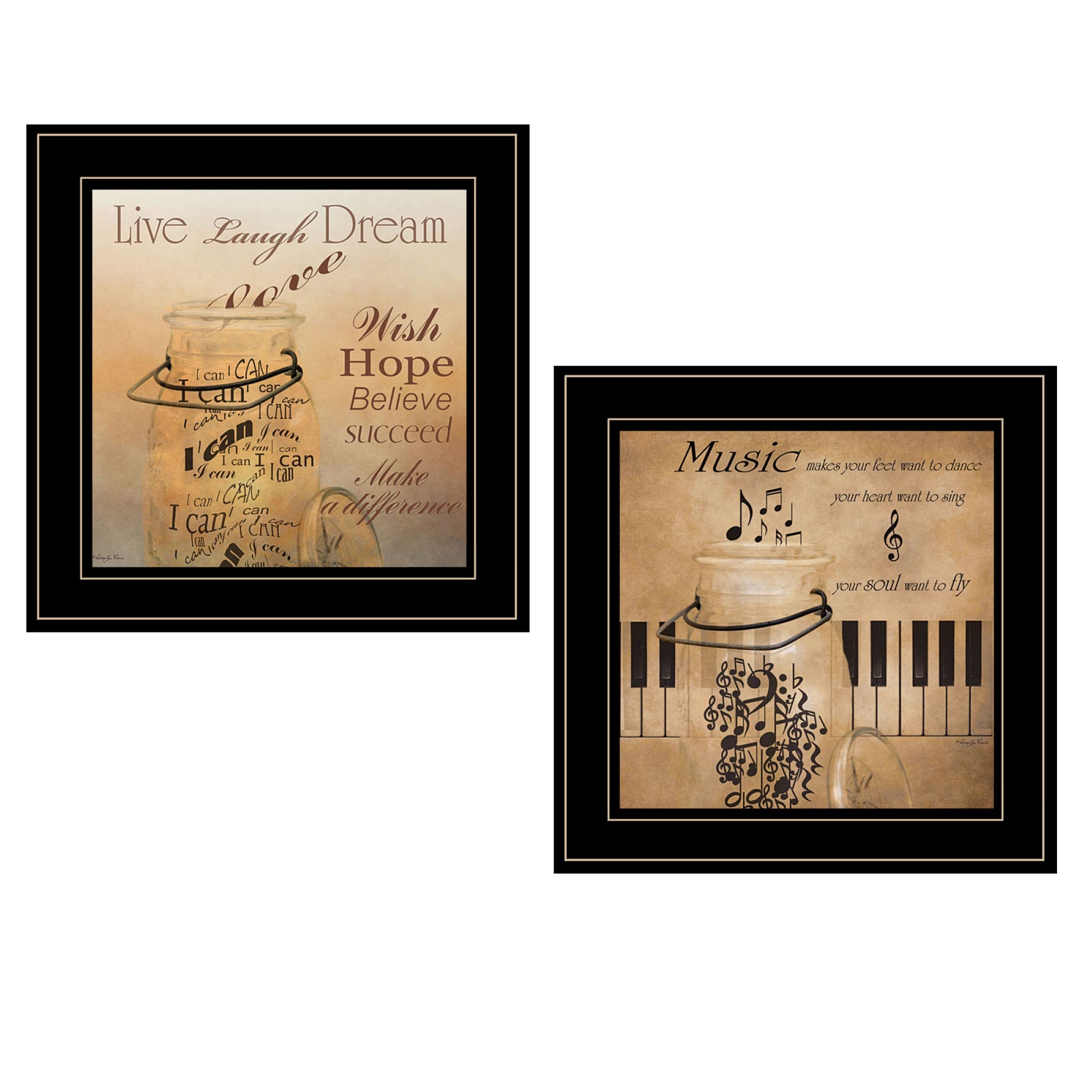 "Music Collection" 2-Piece Vignette By Robin-Lee Vieira, Black Frame--1