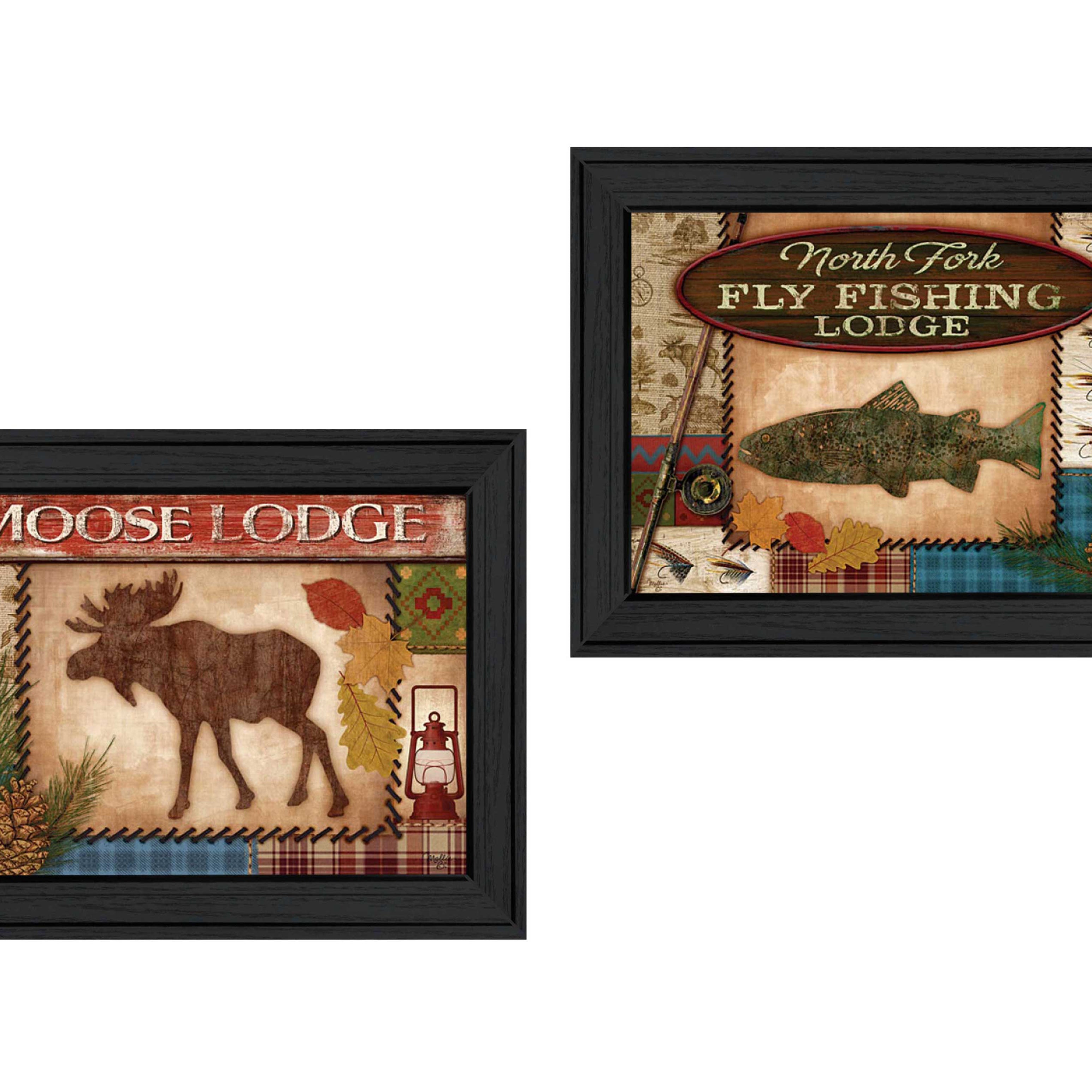 "Lodge I Collection" 2-Piece Vignette By Mollie B., Printed Wall Art, Ready To Hang Framed Poster, Black Frame--1