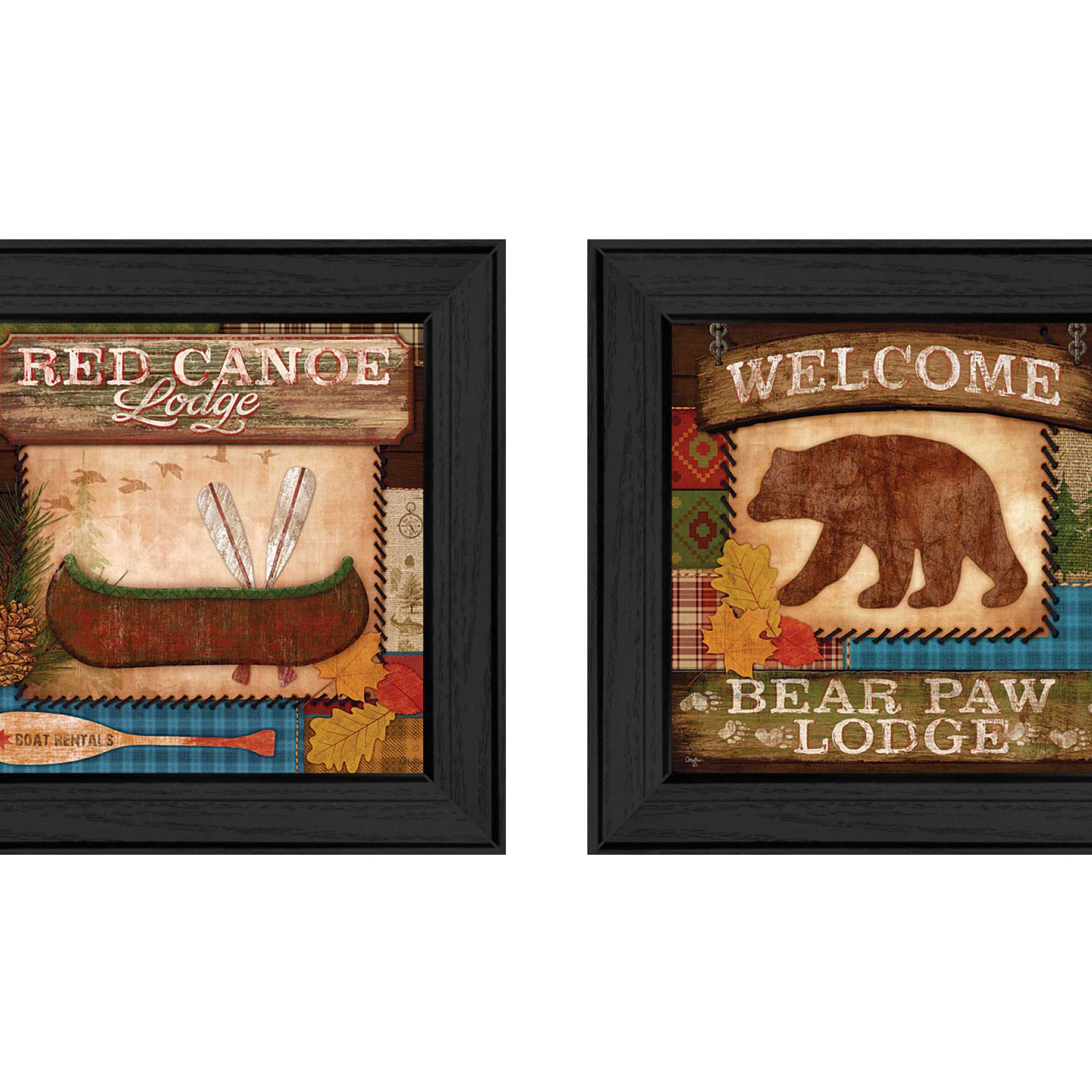 "Lodge II Collection" 2-Piece Vignette By Mollie B., Printed Wall Art, Ready To Hang Framed Poster, Black Frame--1