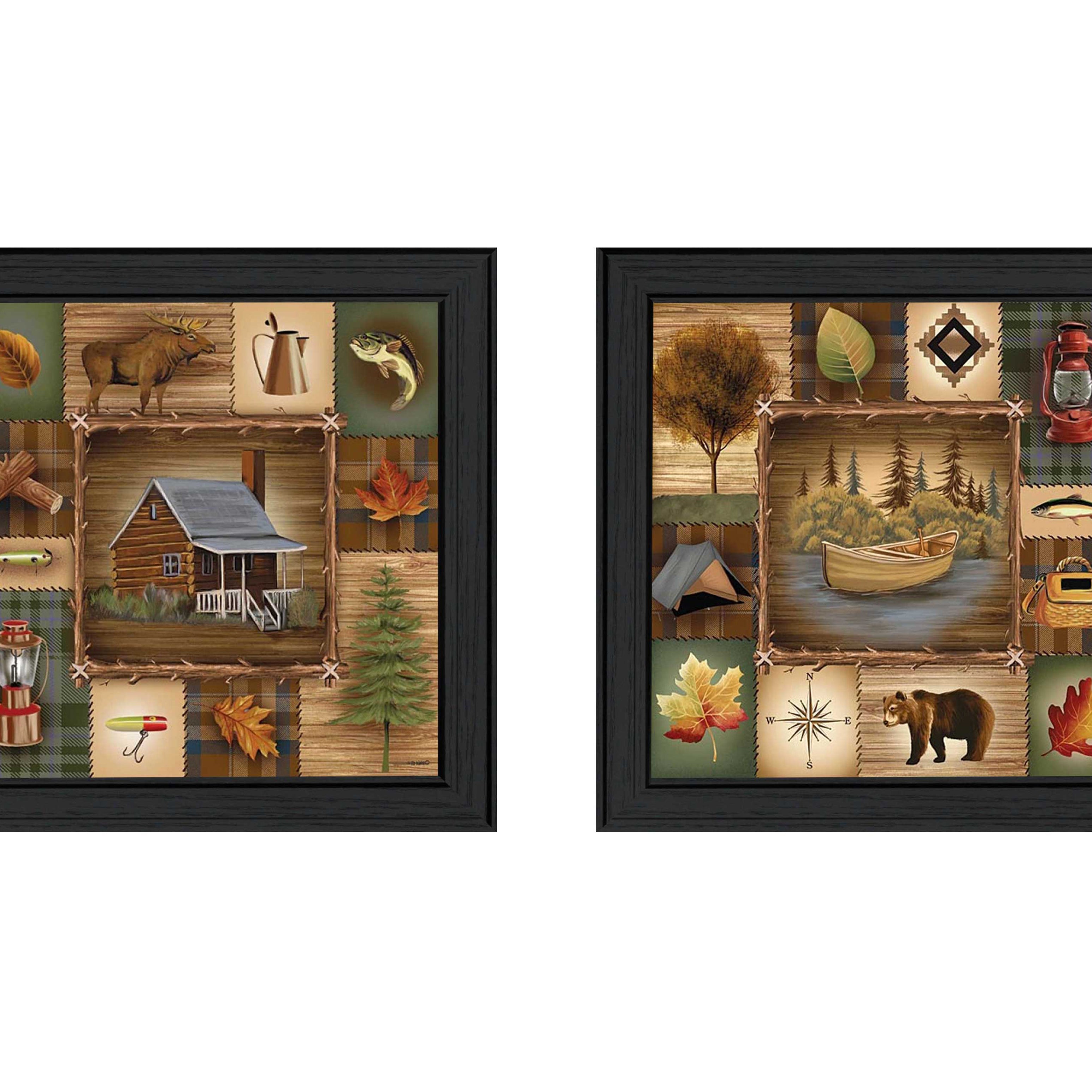 "Up North Collection" 2-Piece Vignette By Ed Wargo, Printed Wall Art, Ready To Hang Framed Poster, Black Frame--1