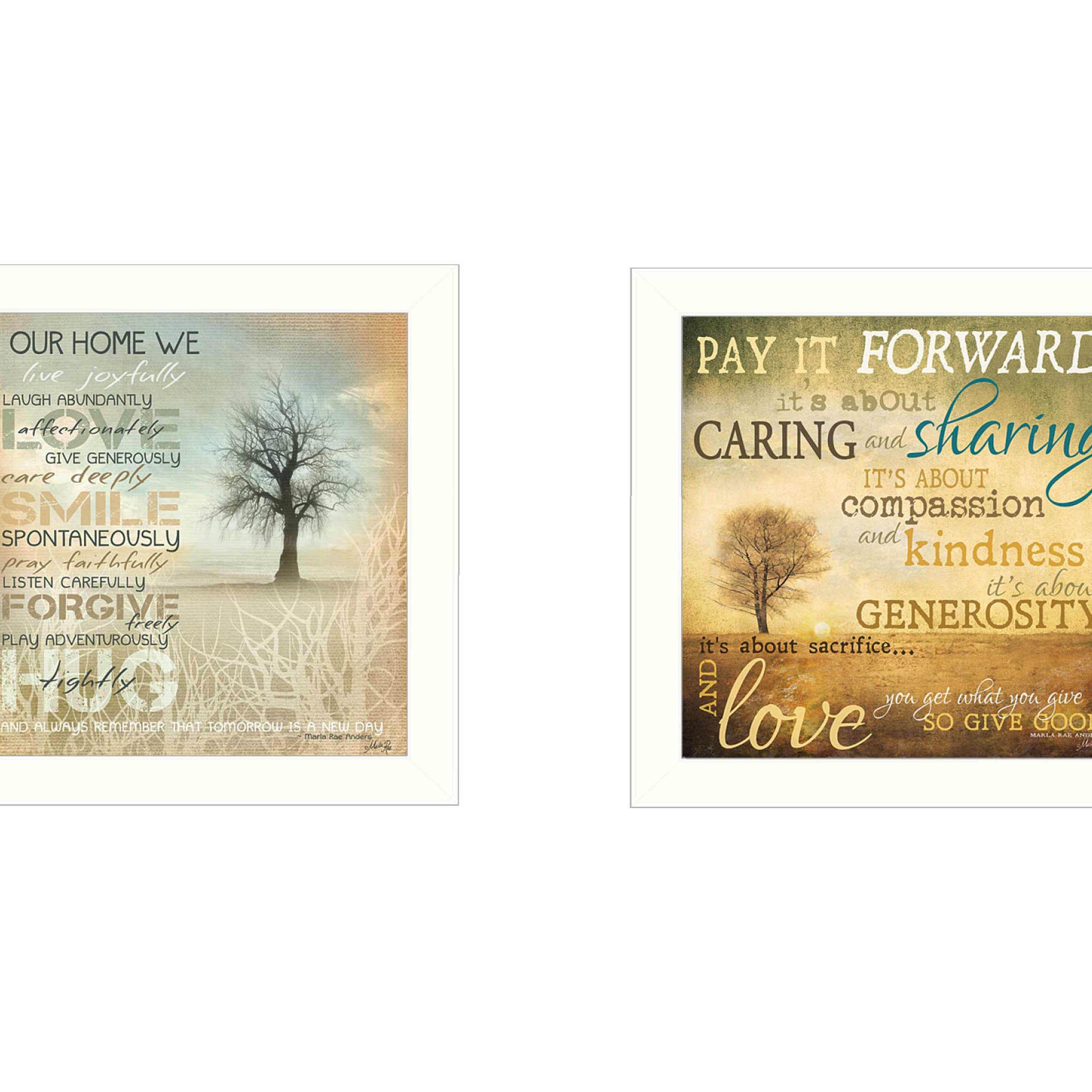 "Meaning Collection" 2-Piece Vignette By Marla Rae, Printed Wall Art, Ready To Hang Framed Poster, White Frame--1