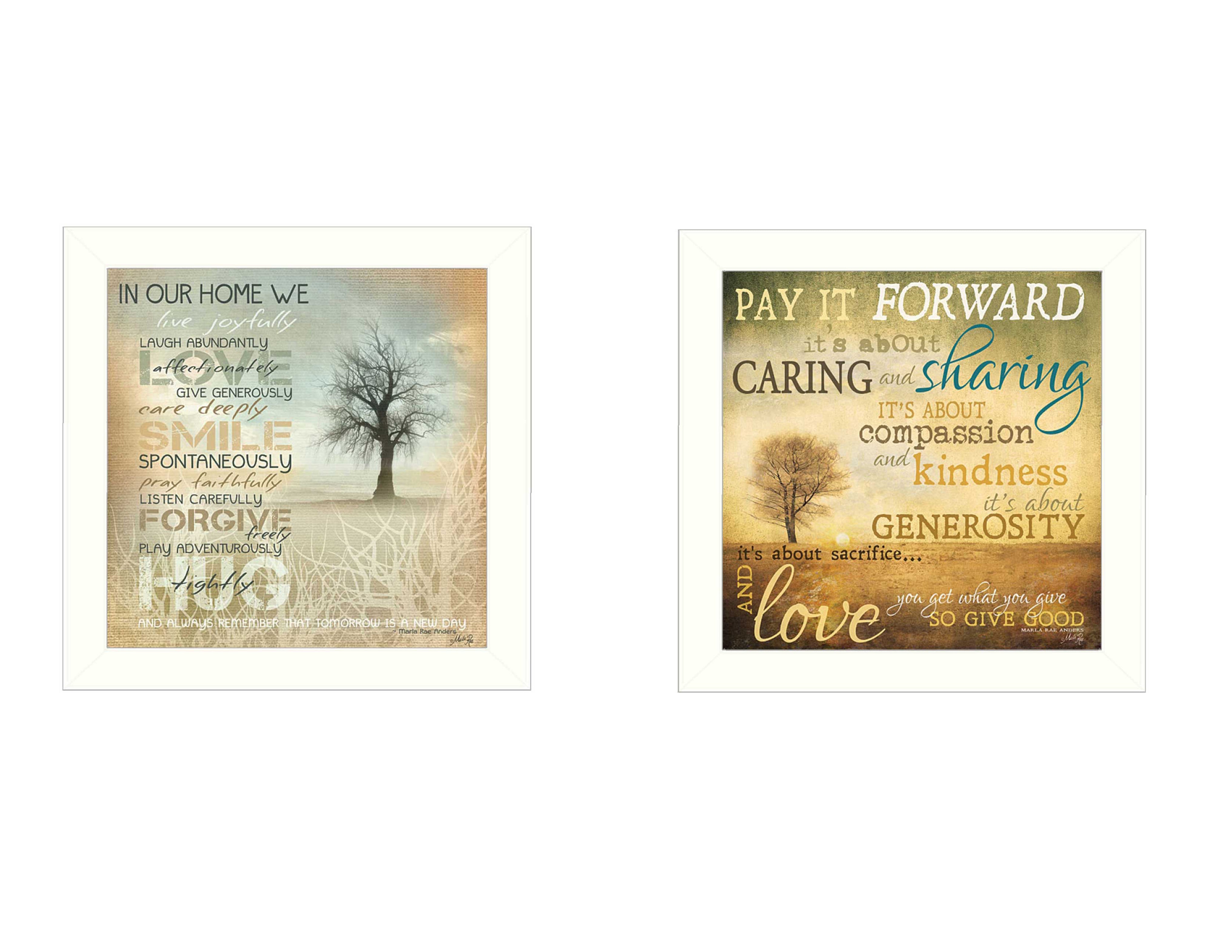 "Meaning Collection" 2-Piece Vignette By Marla Rae, Printed Wall Art, Ready To Hang Framed Poster, White Frame--1