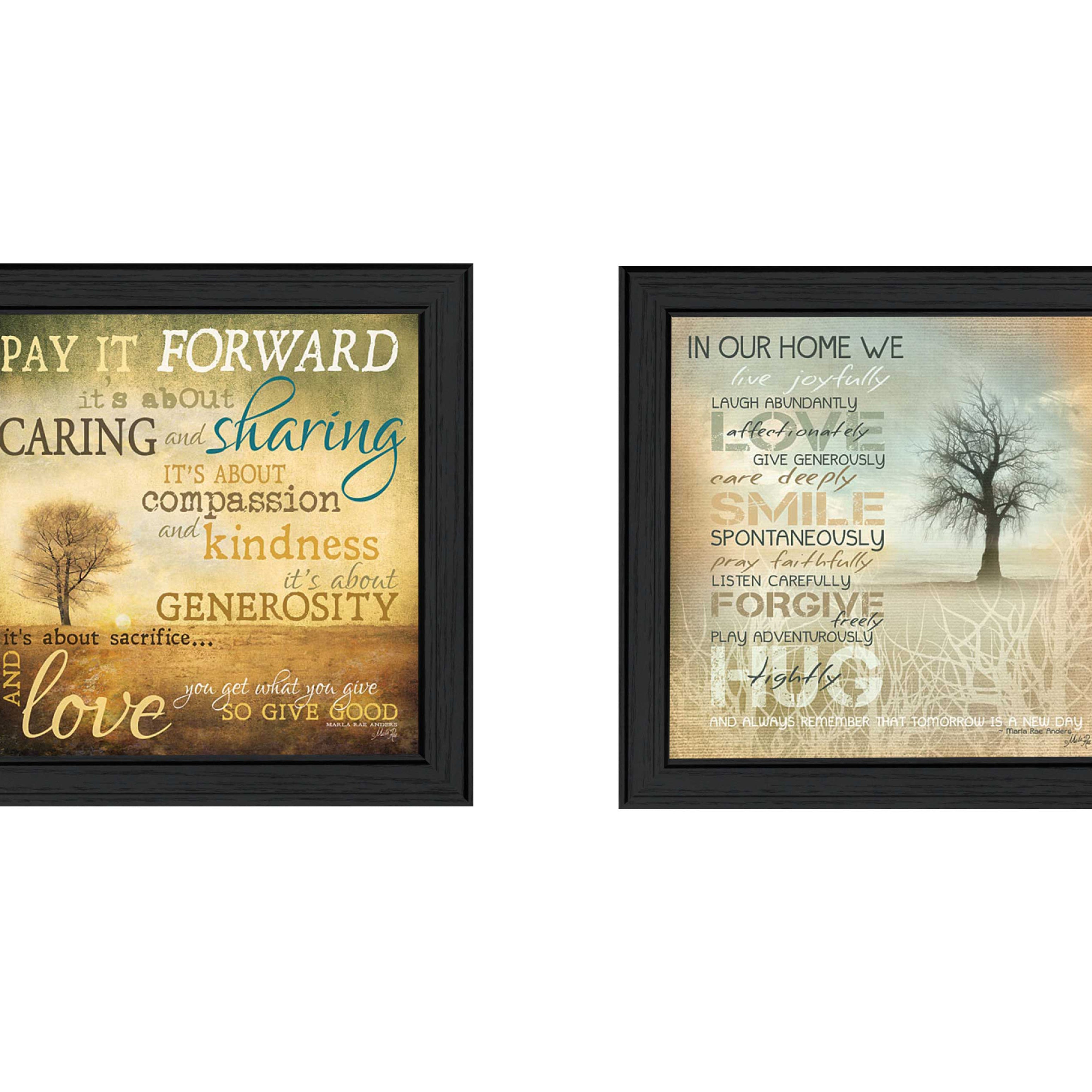 "Meaning Collection" 2-Piece Vignette By Marla Rae, Printed Wall Art, Ready To Hang Framed Poster, Black Frame--1