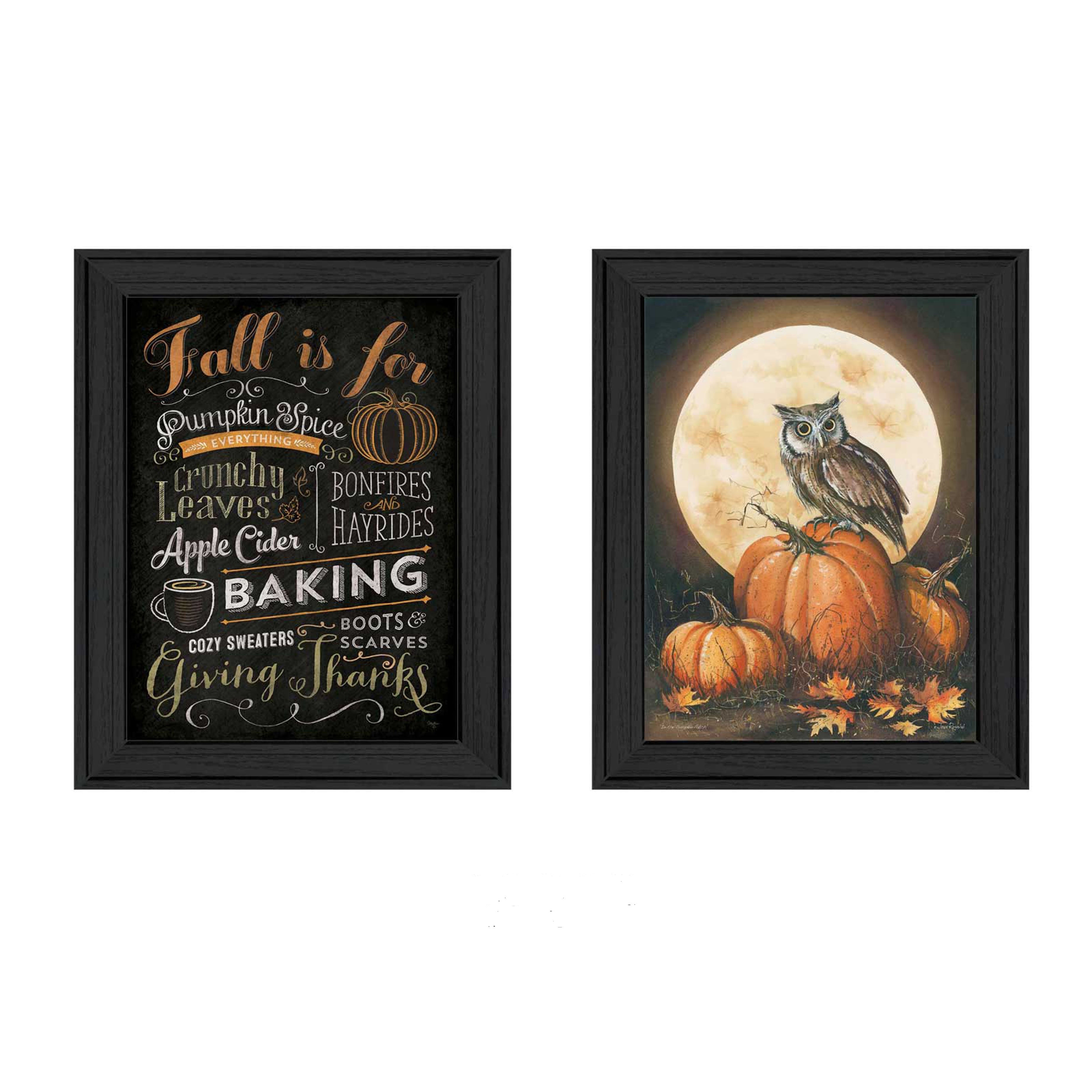 "Pumpkin Patch Collection" 2-Piece Vignette By Mollie B., Printed Wall Art, Ready To Hang Framed Poster, Black Frame--1