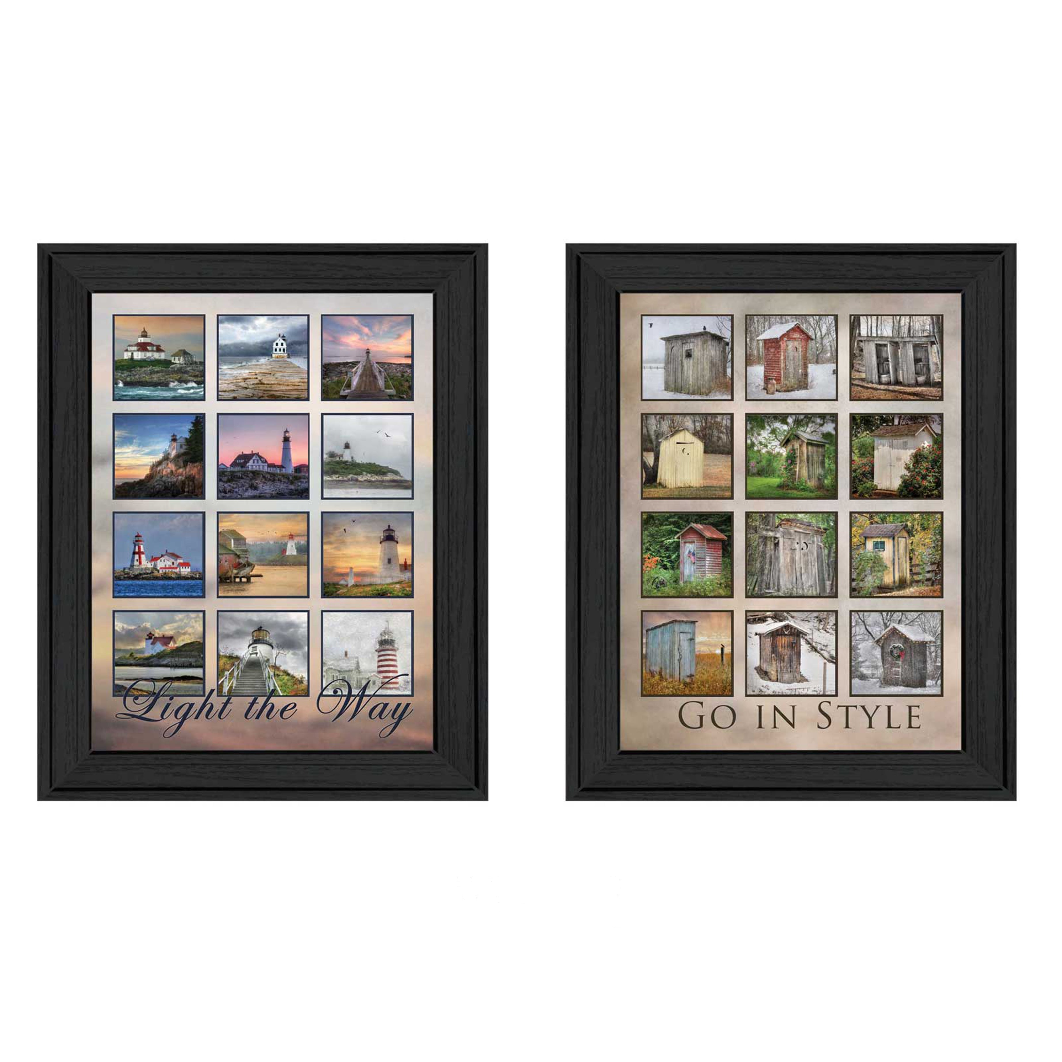 "Light Your Way Collection" 2-Piece Vignette By Lori Deiter, Printed Wall Art, Ready To Hang Framed Poster, Black Frame--1