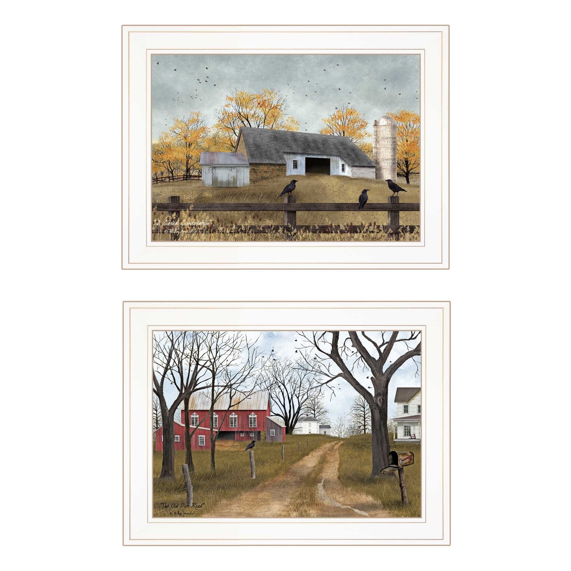 "Country Roads Collection" 2-Piece Vignette By Billy Jacobs, White Frame--1