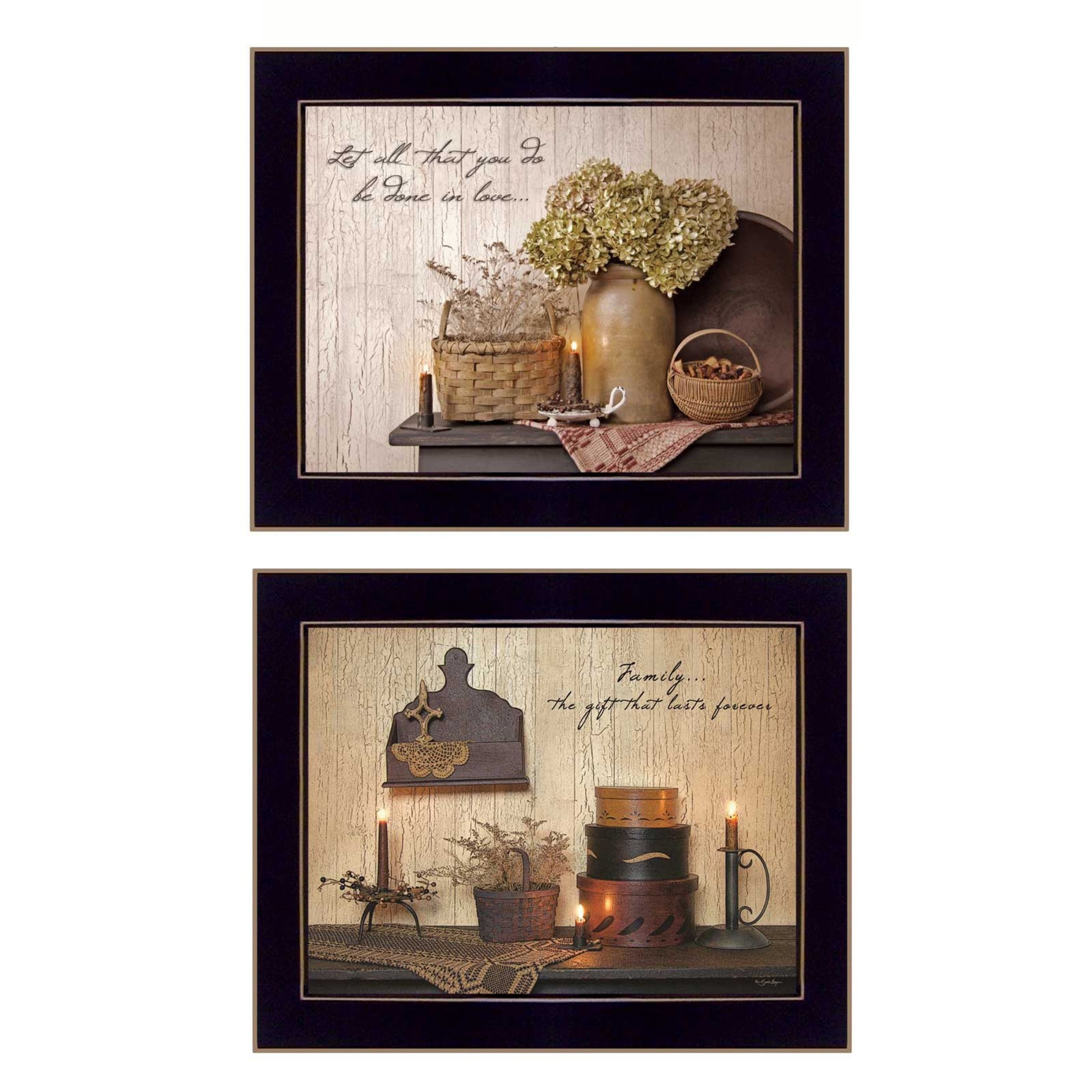 "Keepsake Treasures Collection" 2-Piece Vignette By Susan Boyer, Printed Wall Art, Ready To Hang Framed Poster, Black Frame--1