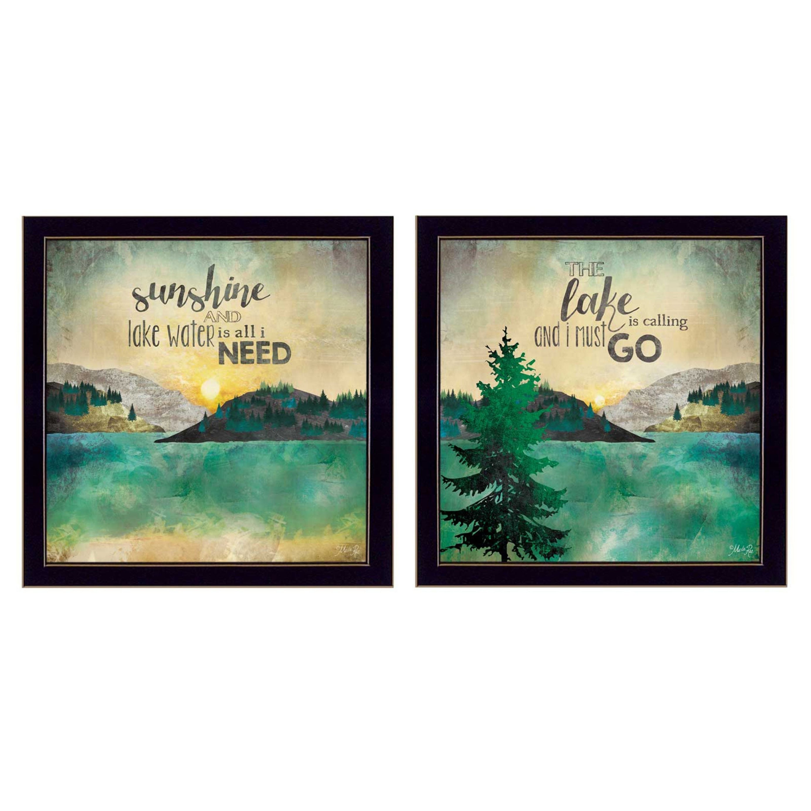 "The Lake is Calling Collection" 2-Piece Vignette By Marla Rae, Printed Wall Art, Ready To Hang Framed Poster, Black Frame--1