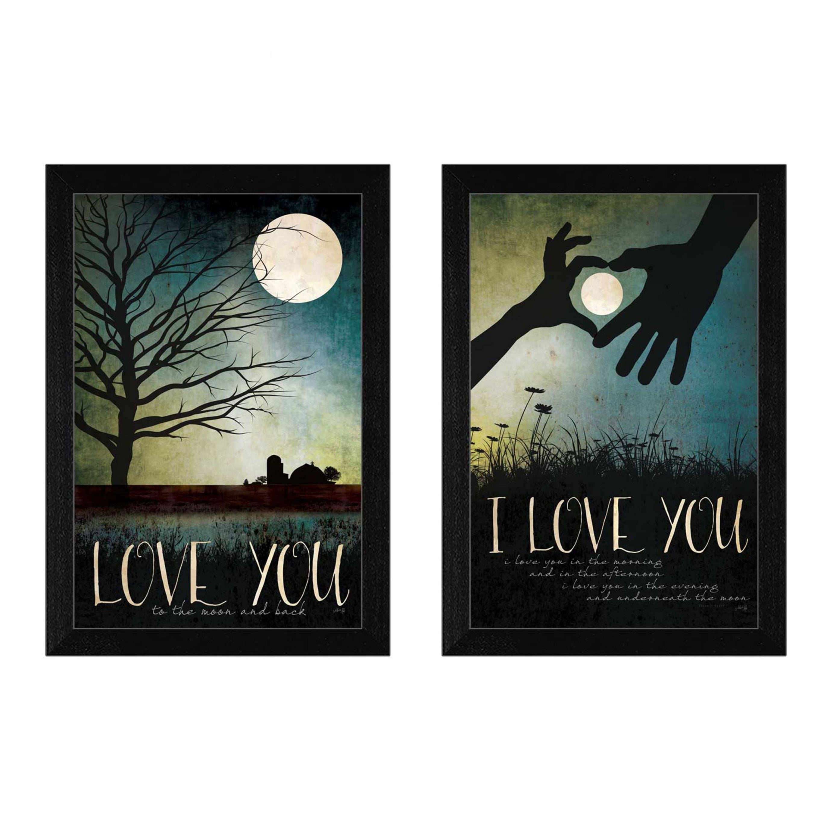 "Love Collection" 2-Piece Vignette By Marla Rae, Printed Wall Art, Ready To Hang Framed Poster, Black Frame--1