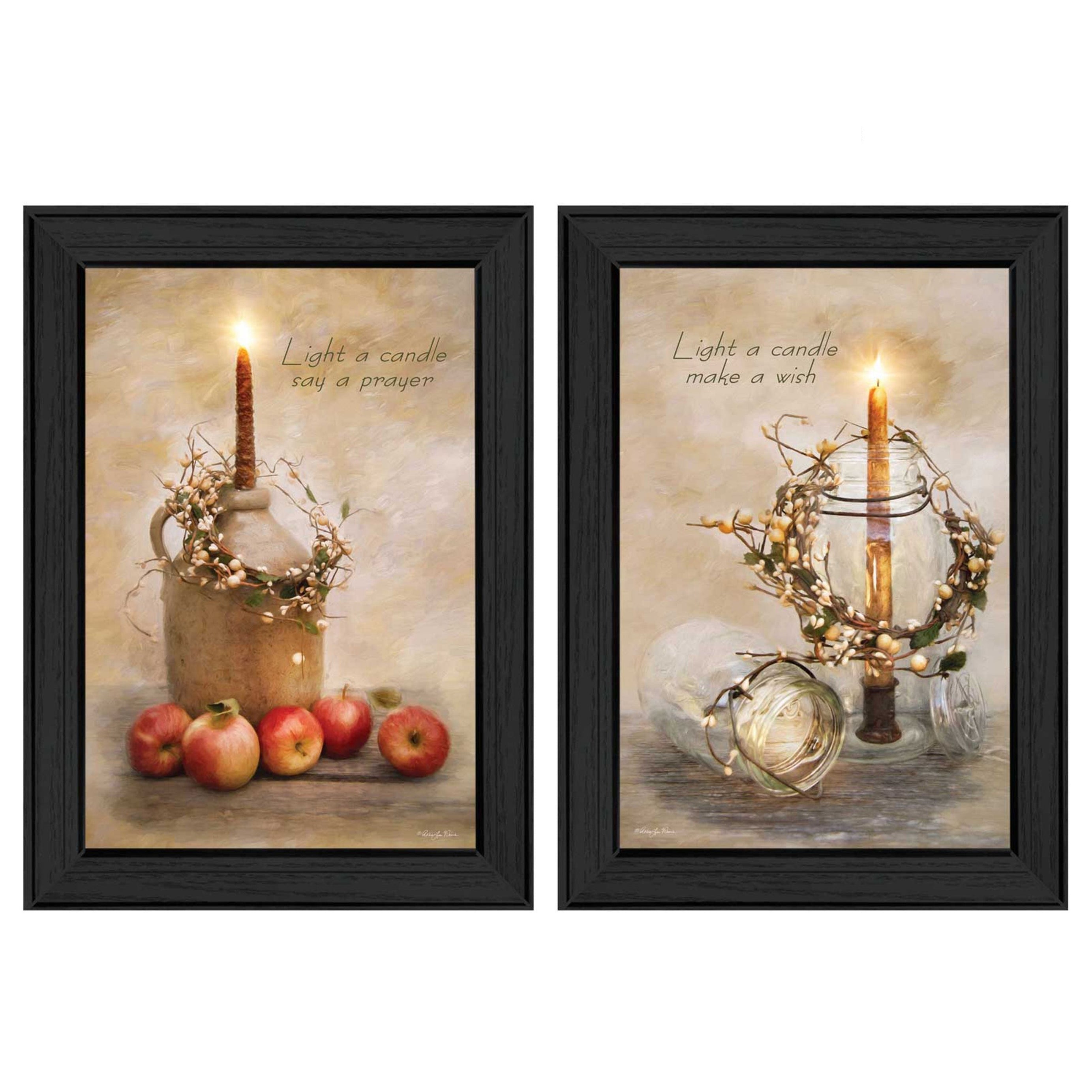 "Light a Candle Collection" 2-Piece Vignette By Robin-Lee Vieira, Printed Wall Art, Ready To Hang Framed Poster, Black Frame--1