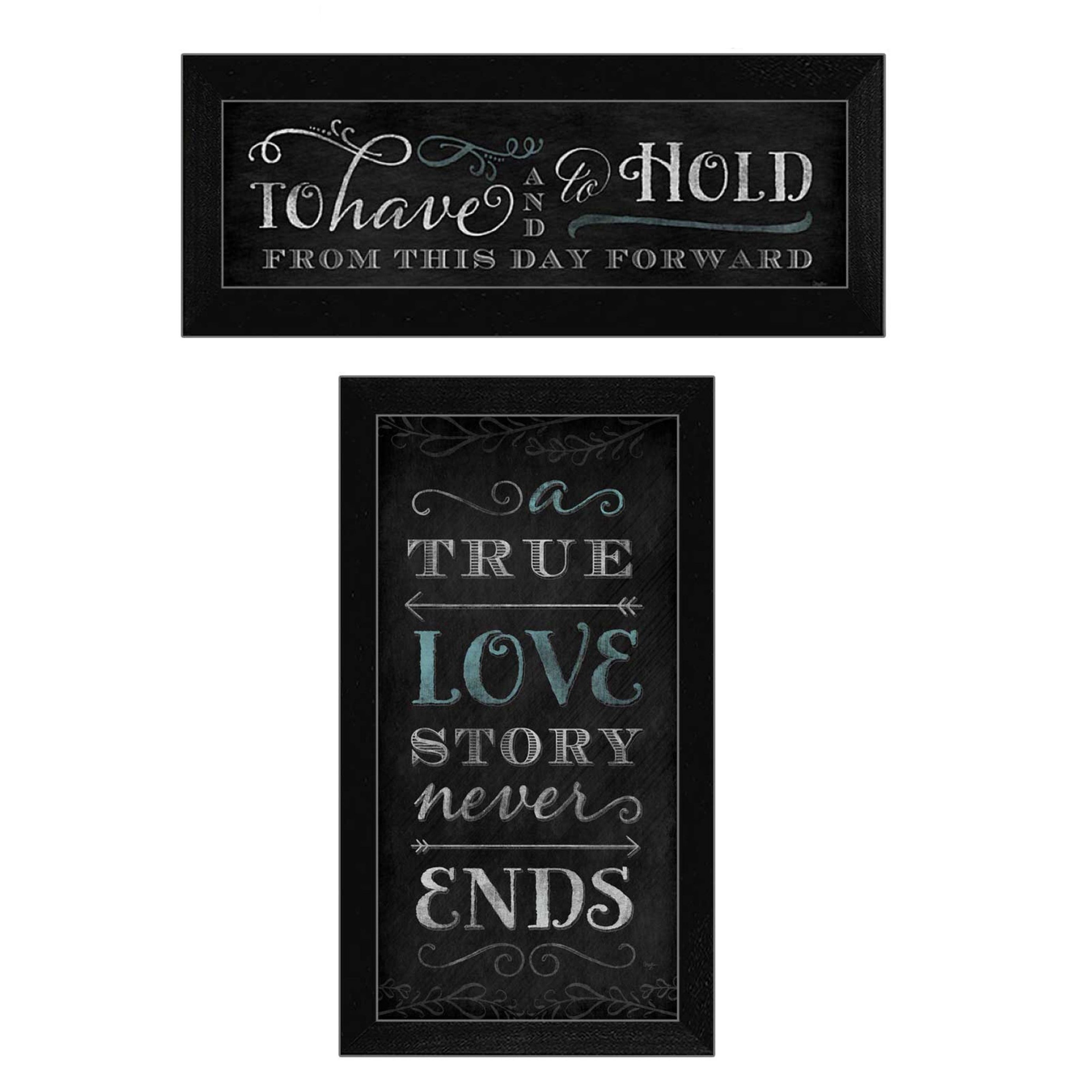 "Love Story Collection" 2-Piece Vignette By Mollie B., Printed Wall Art, Ready To Hang Framed Poster, Black Frame--1