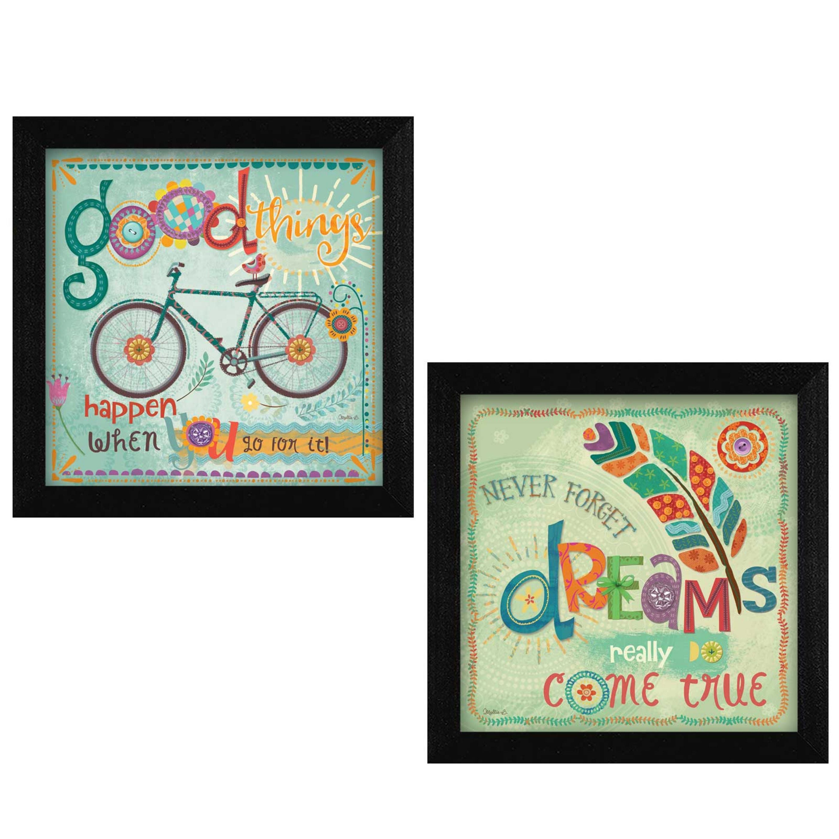 "Good Things Collection" 2-Piece Vignette By Mollie B., Printed Wall Art, Ready To Hang Framed Poster, Black Frame--1