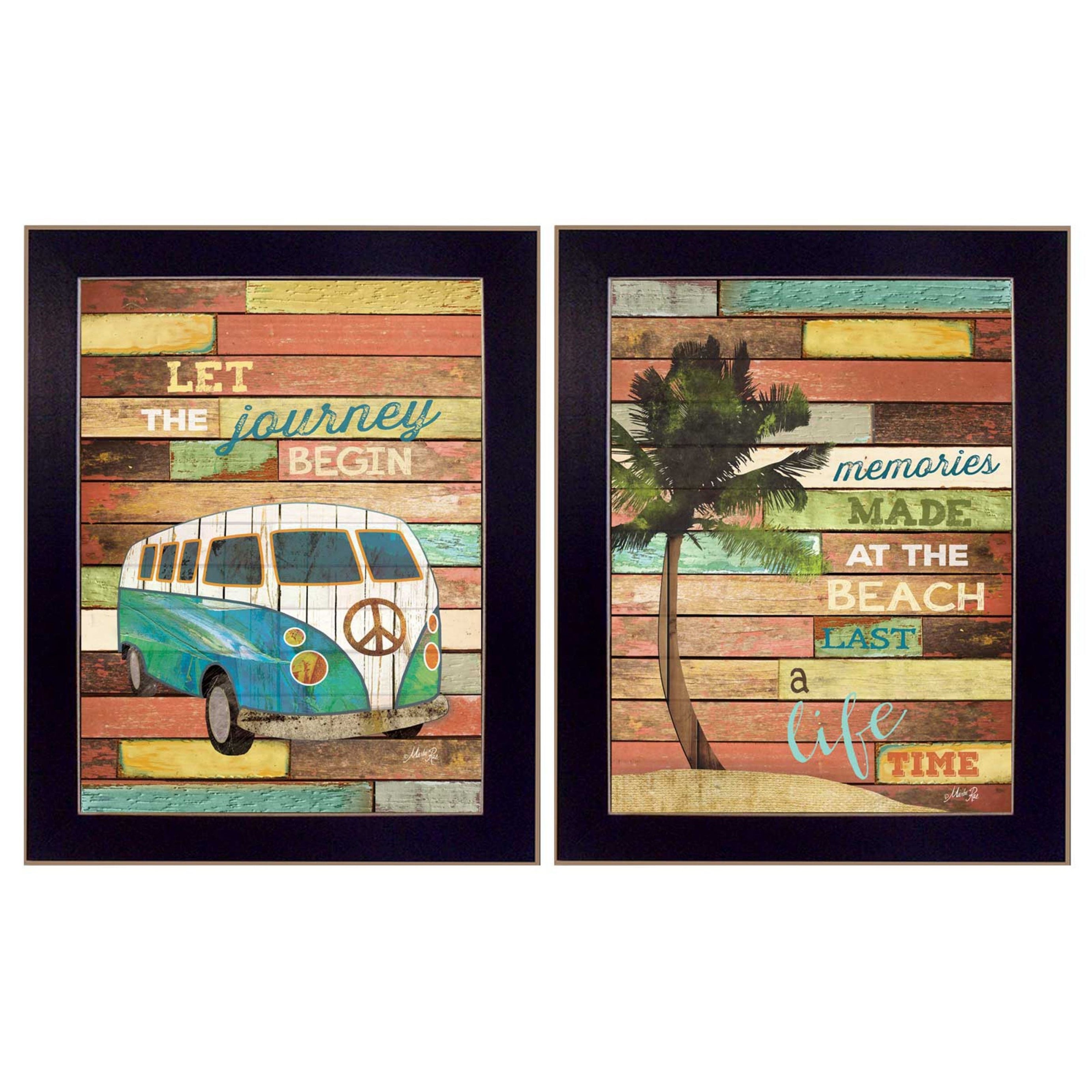 "Journey Collection" 2-Piece Vignette By Marla Rae, Printed Wall Art, Ready To Hang Framed Poster, Black Frame--1