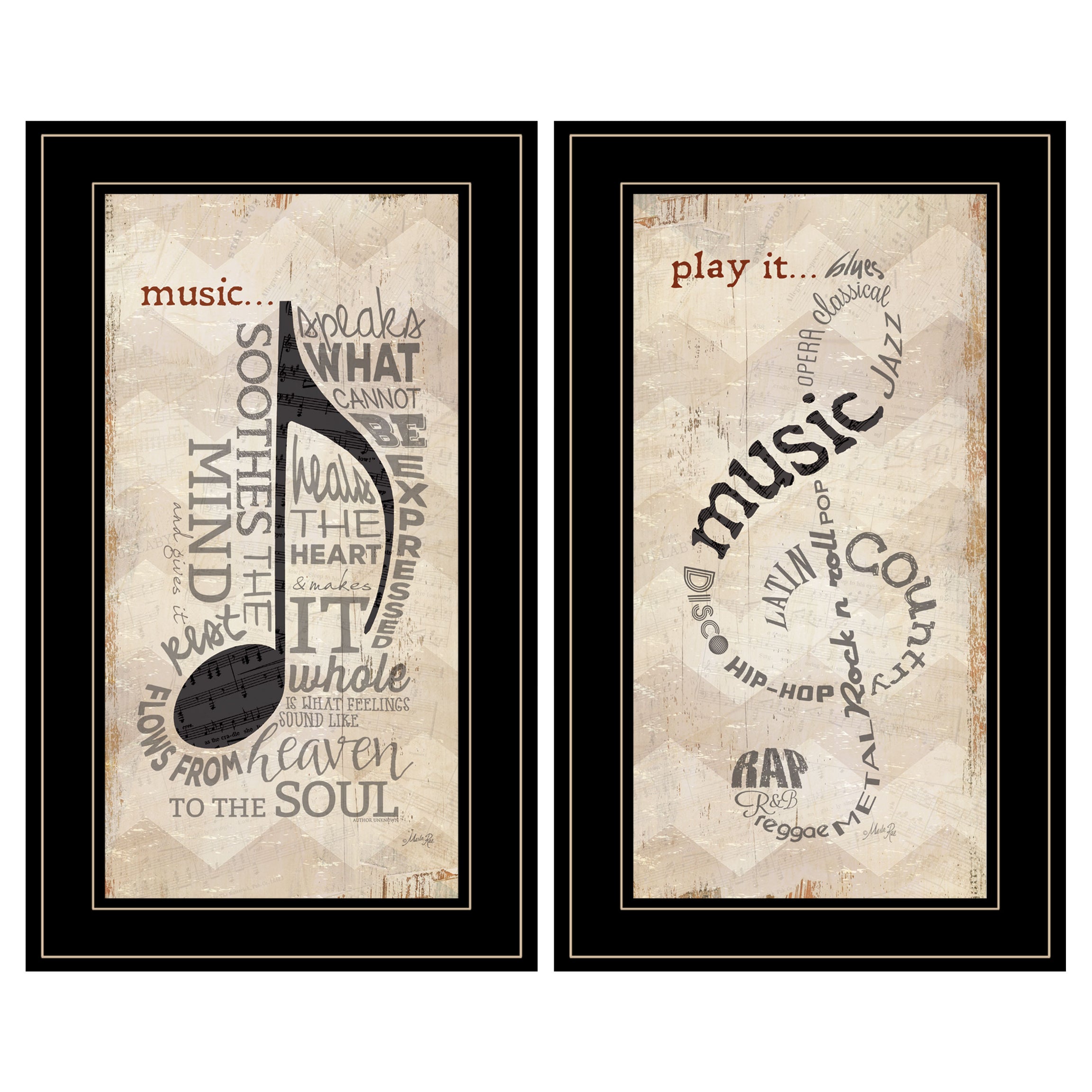 Trendy Decor 4U "Music" Framed Wall Art, Modern Home Decor Framed Print for Living Room, Bedroom & Farmhouse Wall Decoration by Marla Rae--1