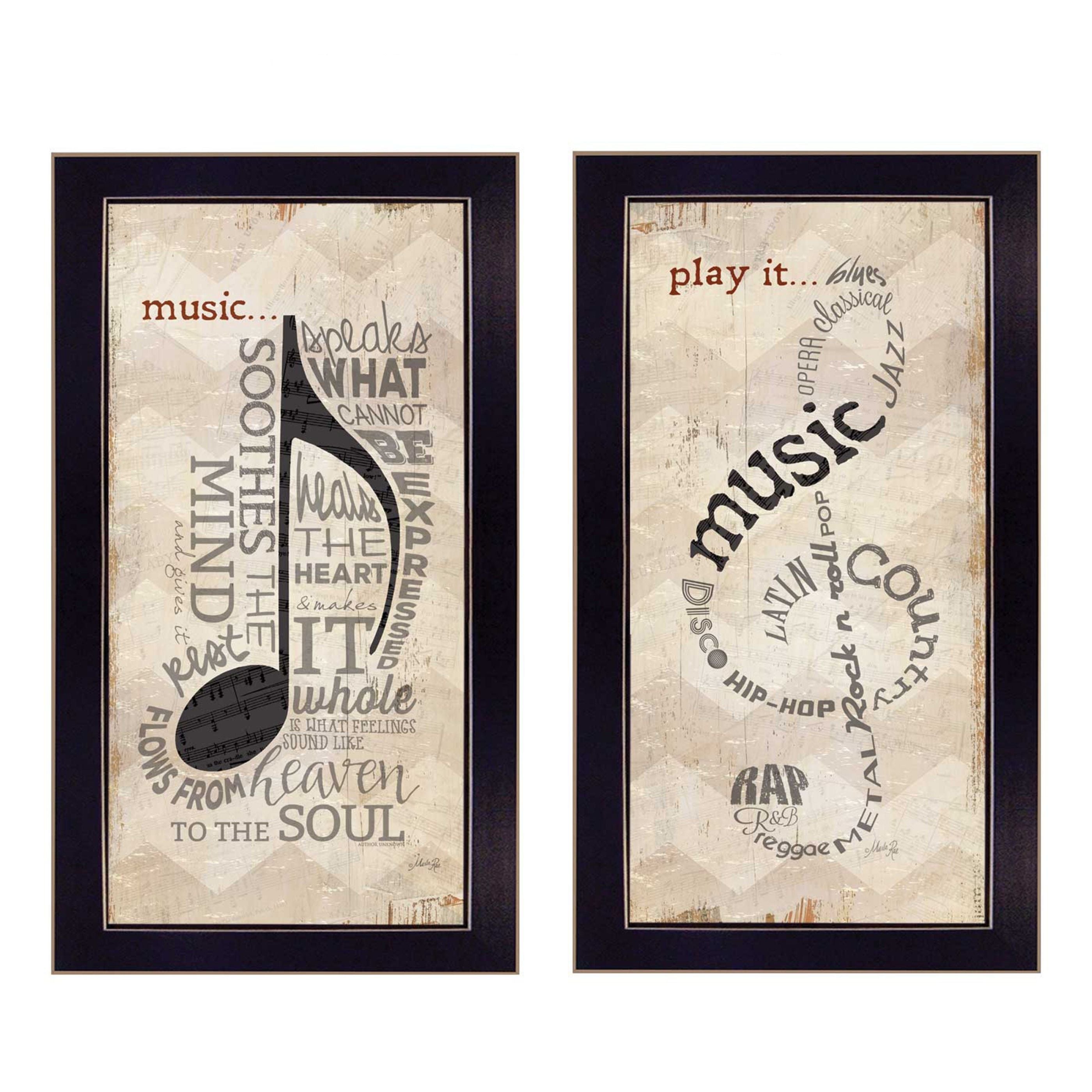 Trendy Decor 4U "Music" Framed Wall Art, Modern Home Decor Framed Print for Living Room, Bedroom & Farmhouse Wall Decoration by Marla Rae--1