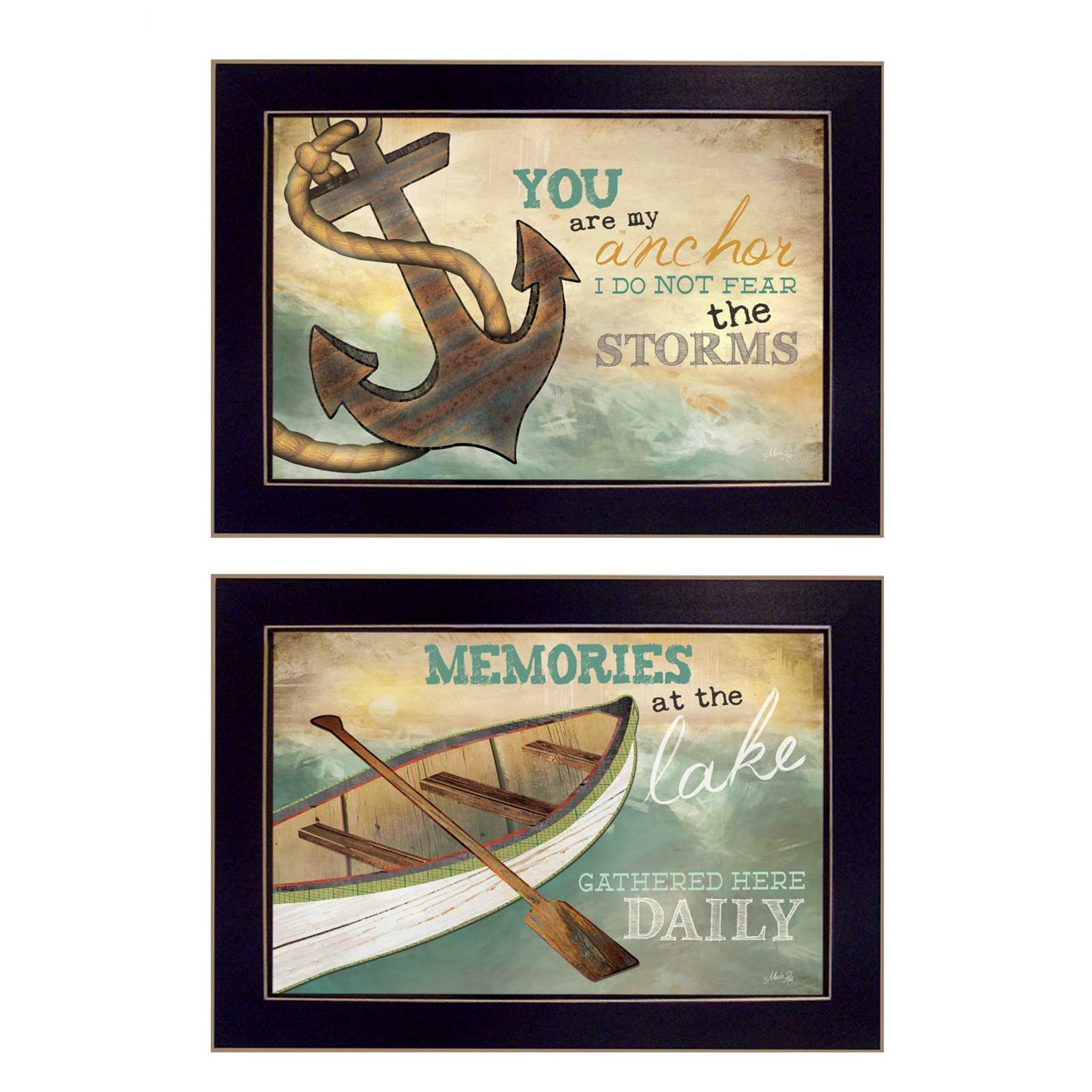 "Memories at the Lake Collection" 2-Piece Vignette By Marla Rae, Printed Wall Art, Ready To Hang Framed Poster, Black Frame--1