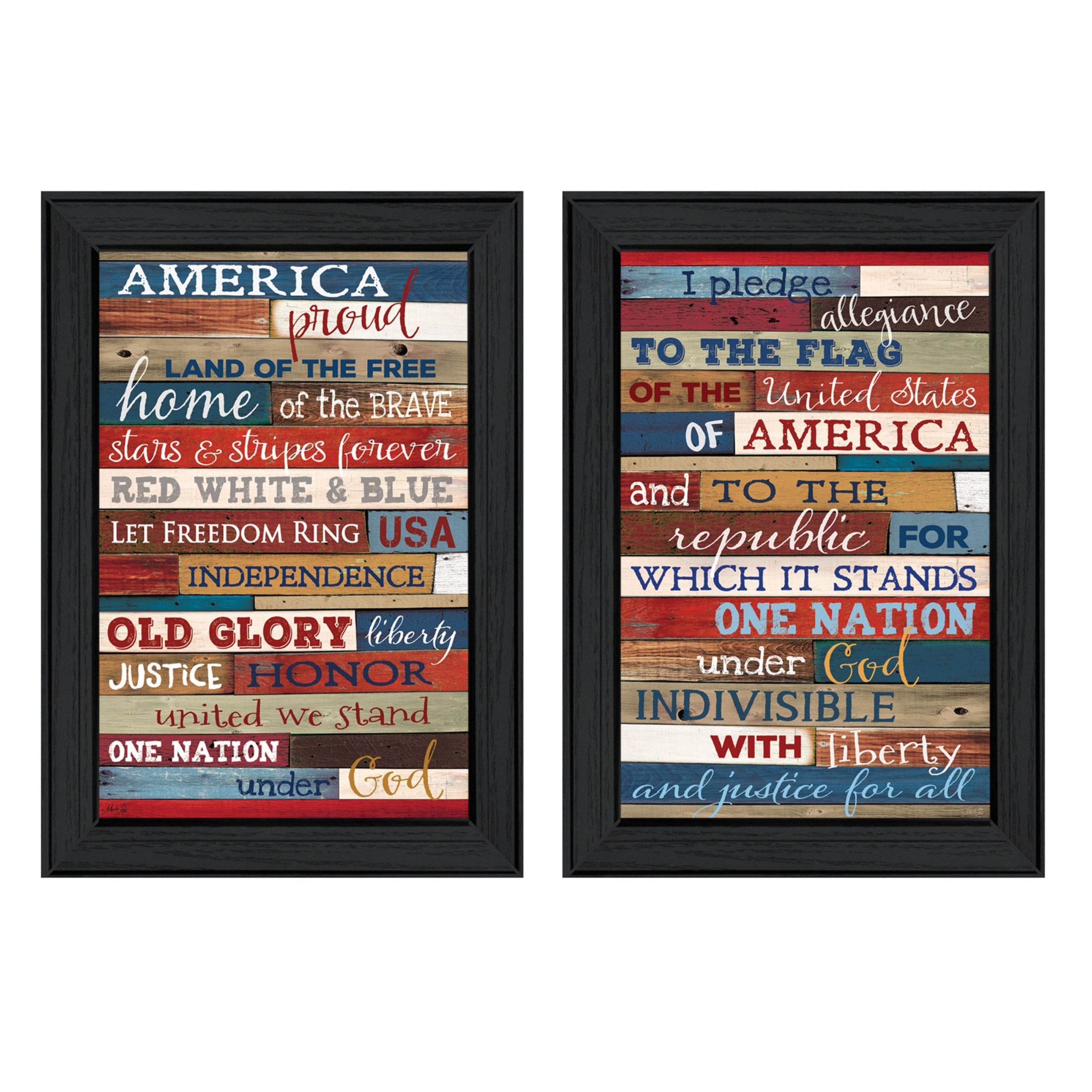 "America Proud I Collection" 2-Piece Vignette By Marla Rae, Printed Wall Art, Ready To Hang Framed Poster, Black Frame--1