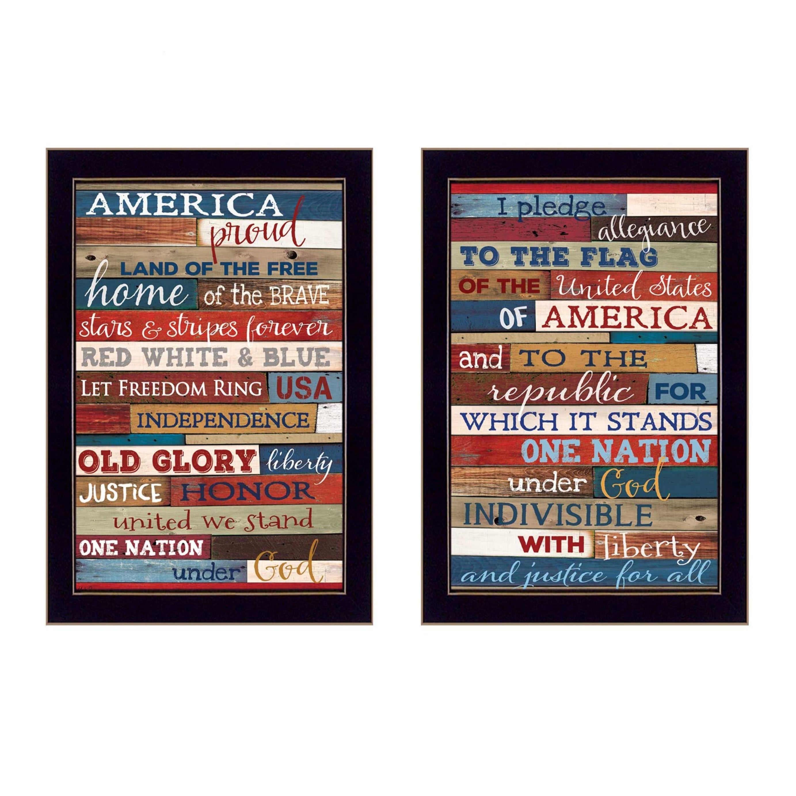 "America Proud II Collection" 2-Piece Vignette By Marla Rae, Printed Wall Art, Ready To Hang Framed Poster, Black Frame--1