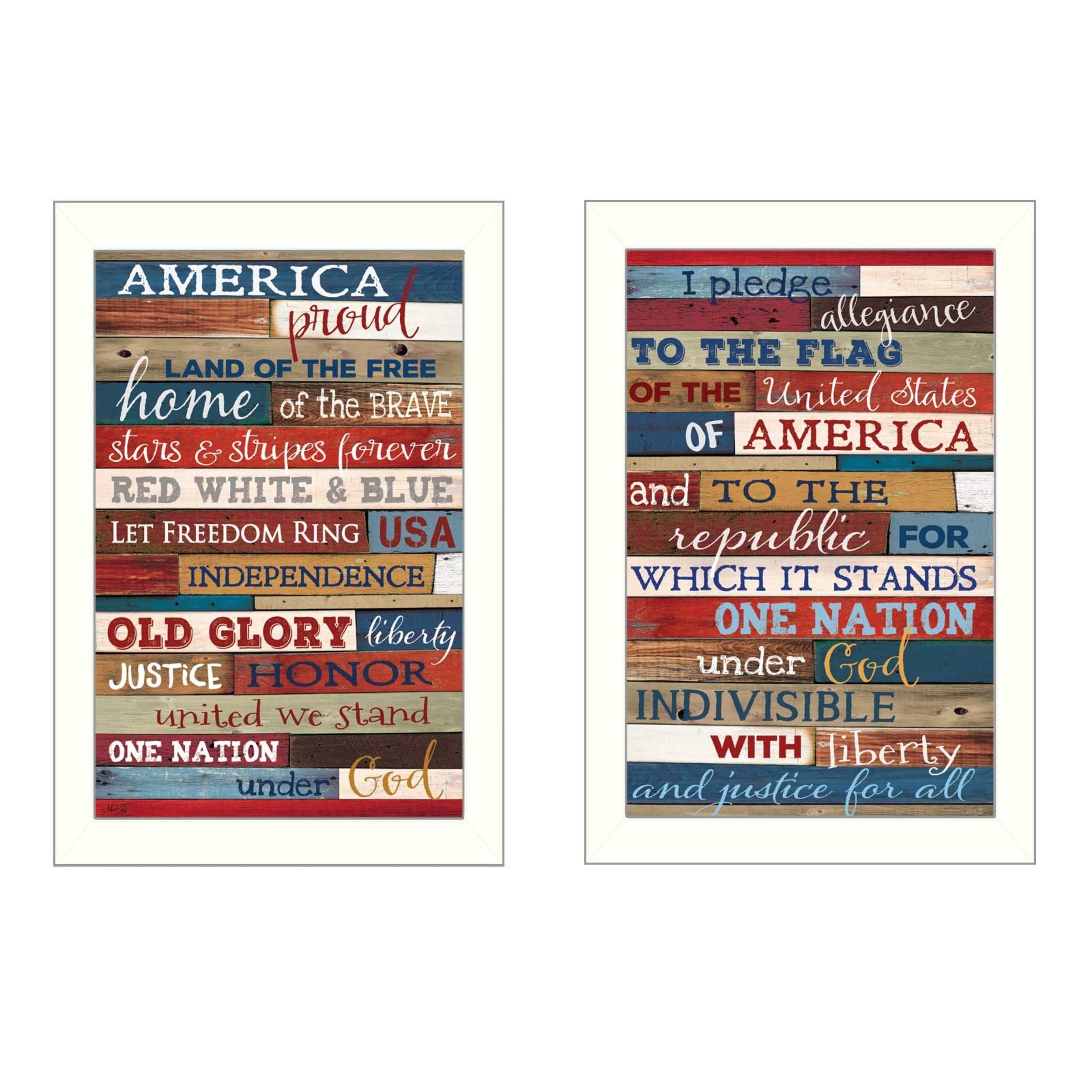 "America Proud II Collection" 2-Piece Vignette By Marla Rae, Printed Wall Art, Ready To Hang Framed Poster, White Frame--1