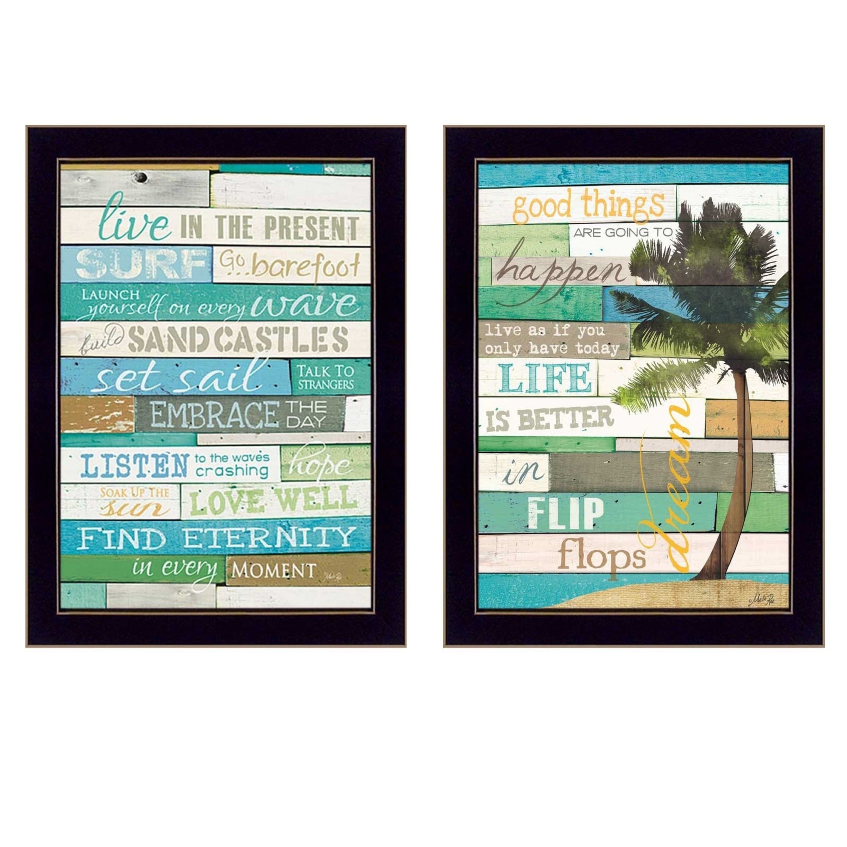 "Today is a New Day Collection" 2-Piece Vignette By Marla Rae, Printed Wall Art, Ready To Hang Framed Poster, Black Frame--1