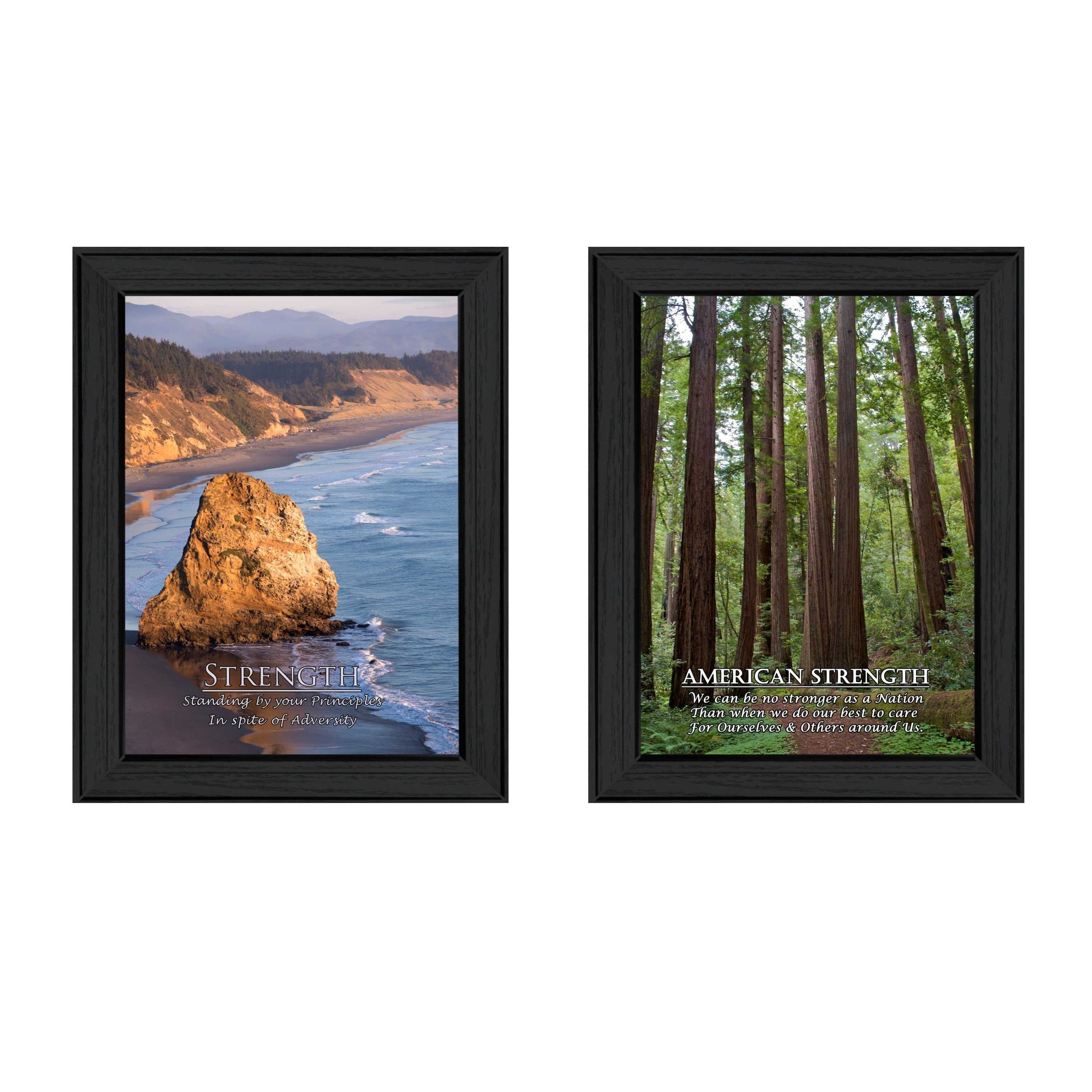 "Strength Collection" 2-Piece Vignette By Trendy Decor4U, Printed Wall Art, Ready To Hang Framed Poster, Black Frame--1