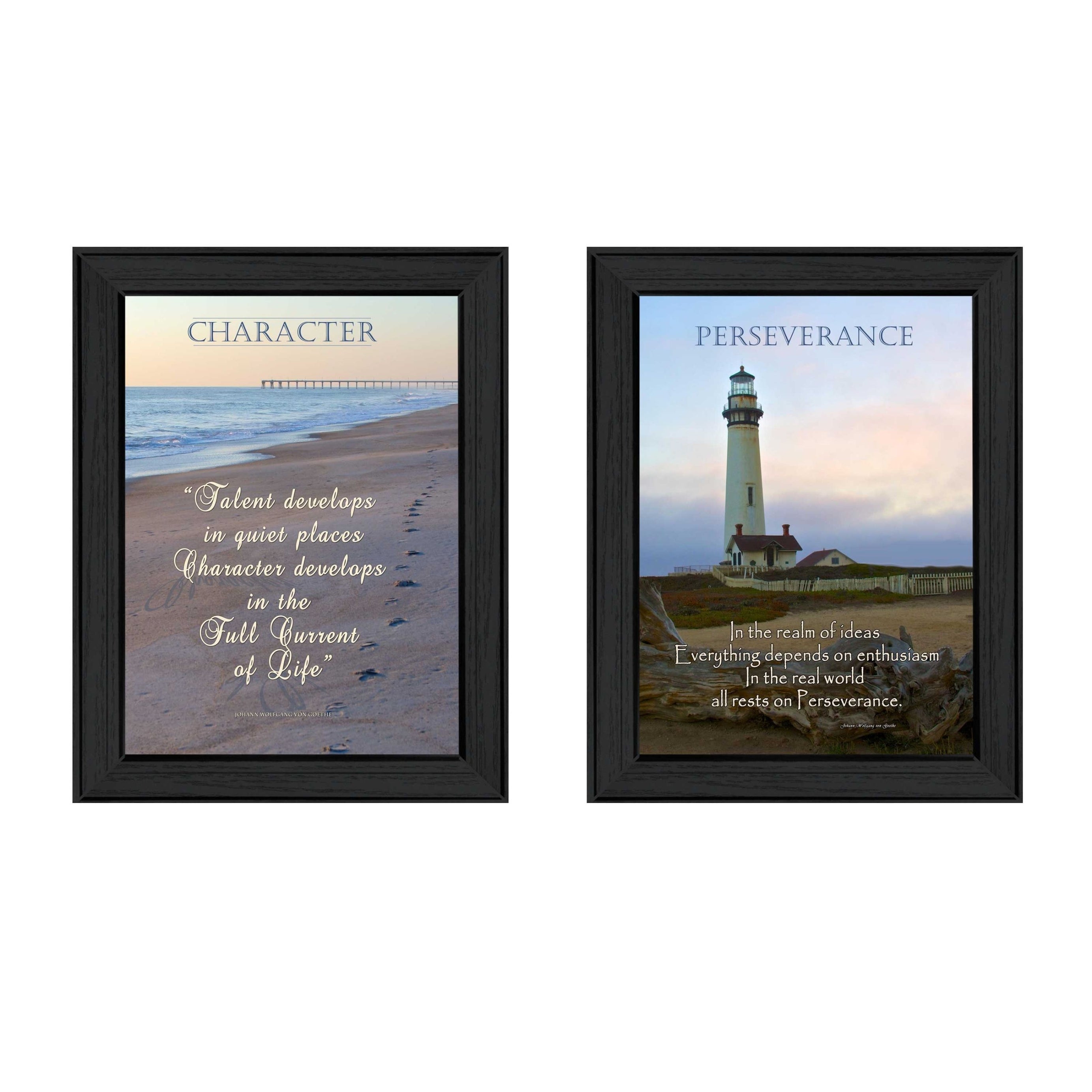 "Character Collection" 2-Piece Vignette By Trendy Decor4U, Printed Wall Art, Ready To Hang Framed Poster, Black Frame--1