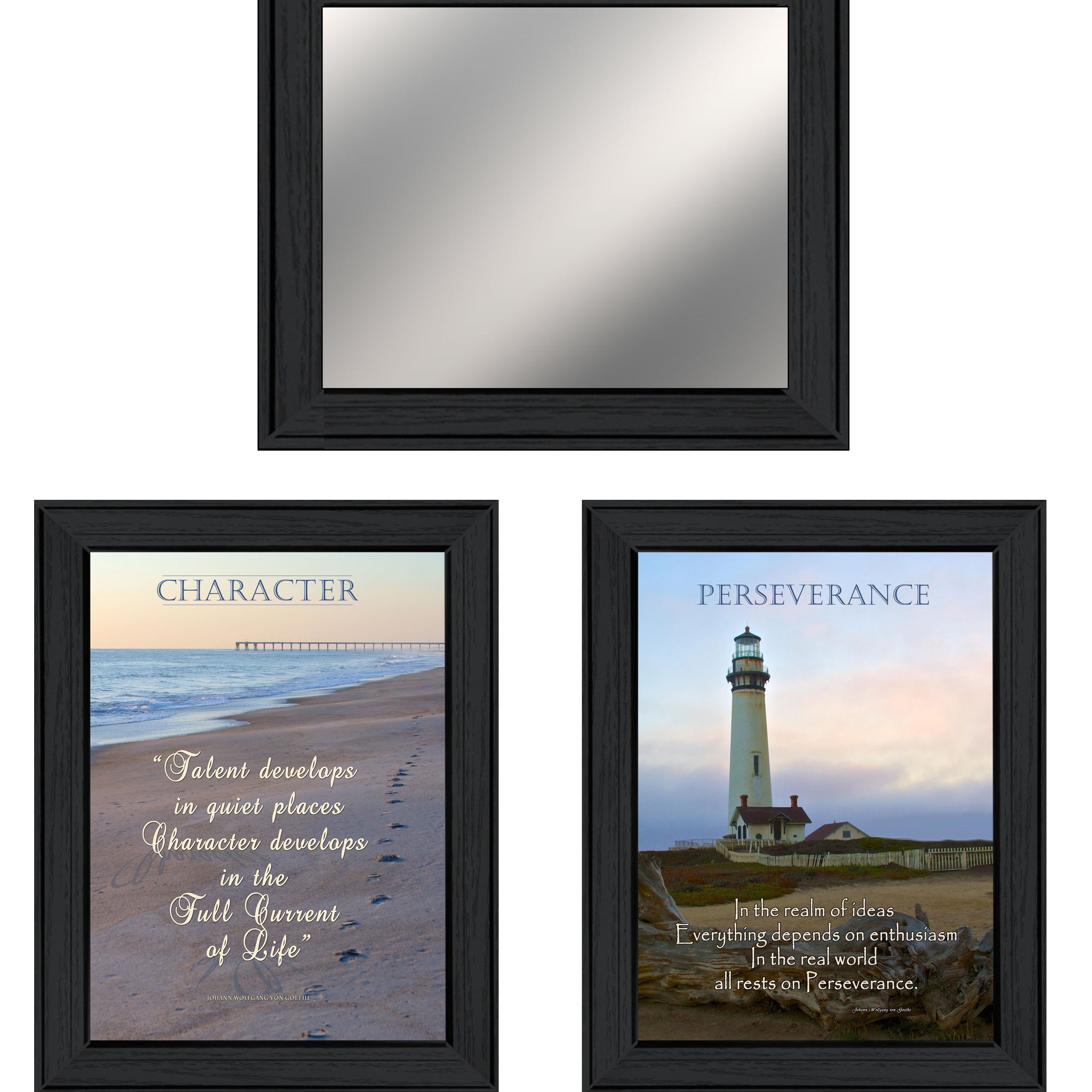 "Character" 3-Piece Vignette By Trendy Decor 4U, Ready to Hang Framed Print, Black Frame--1