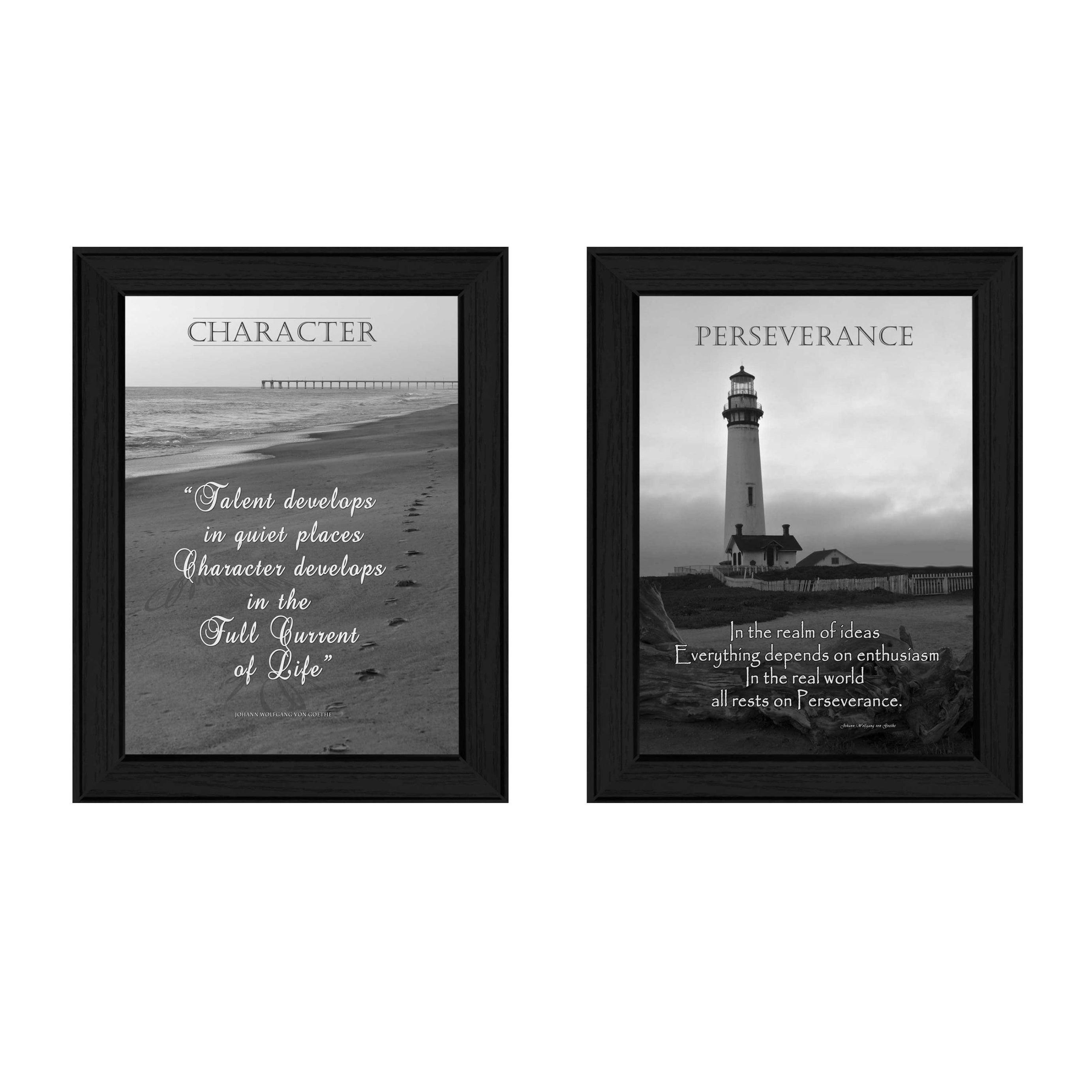 "Character Collection" 2-Piece Vignette By Trendy Decor4U, Printed Wall Art, Ready To Hang Framed Poster, Black Frame--1