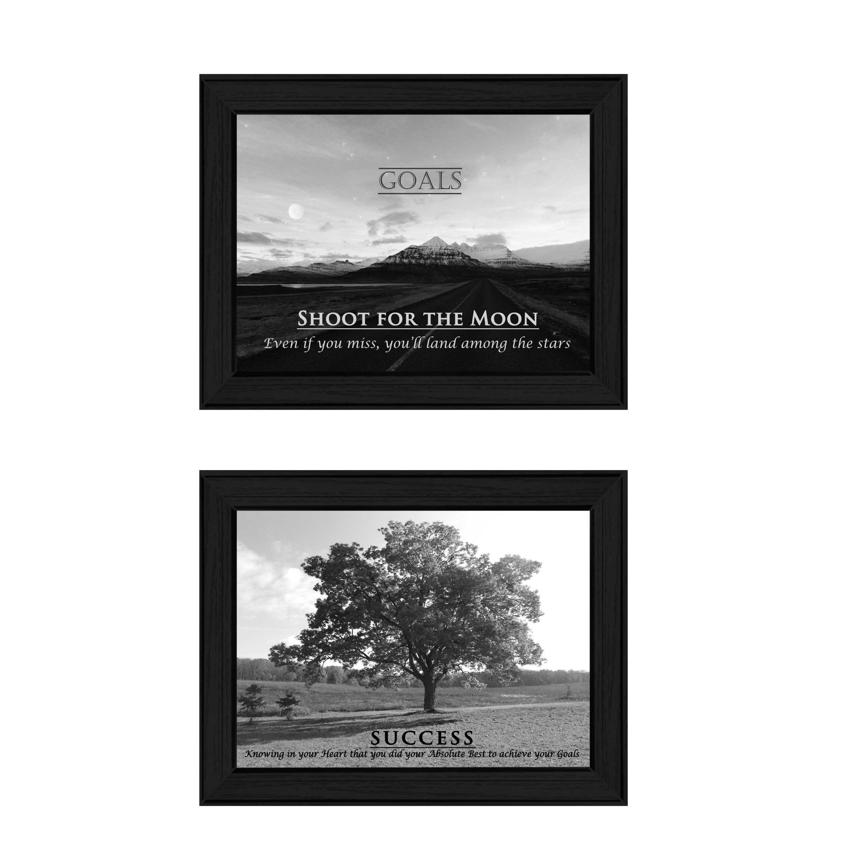 "Success Collection" 2-Piece Vignette By Trendy Decor4U, Printed Wall Art, Ready To Hang Framed Poster, Black Frame--1