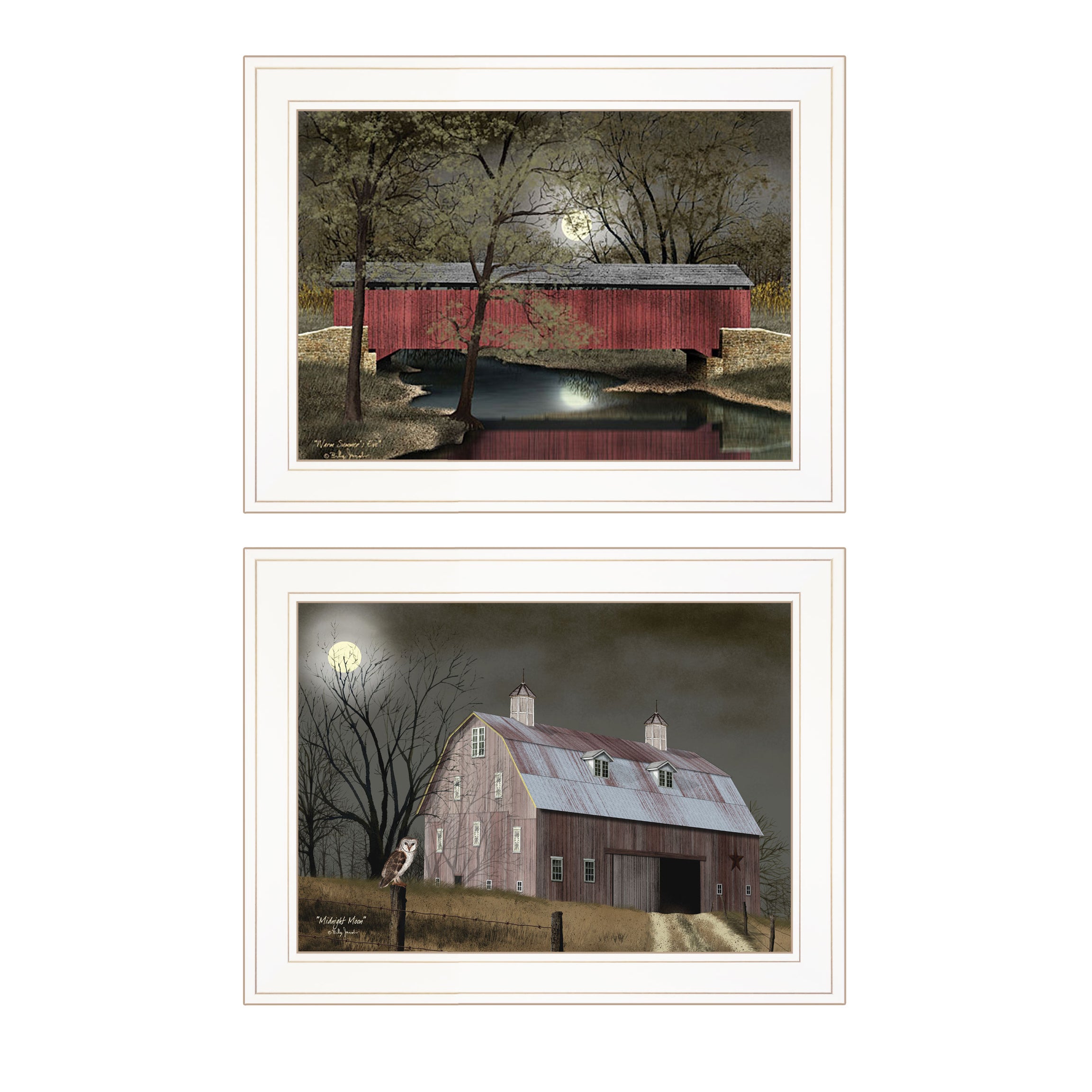 "Midnight Moon" 2-Piece Vignette By Billy Jacobs, White Frame--1