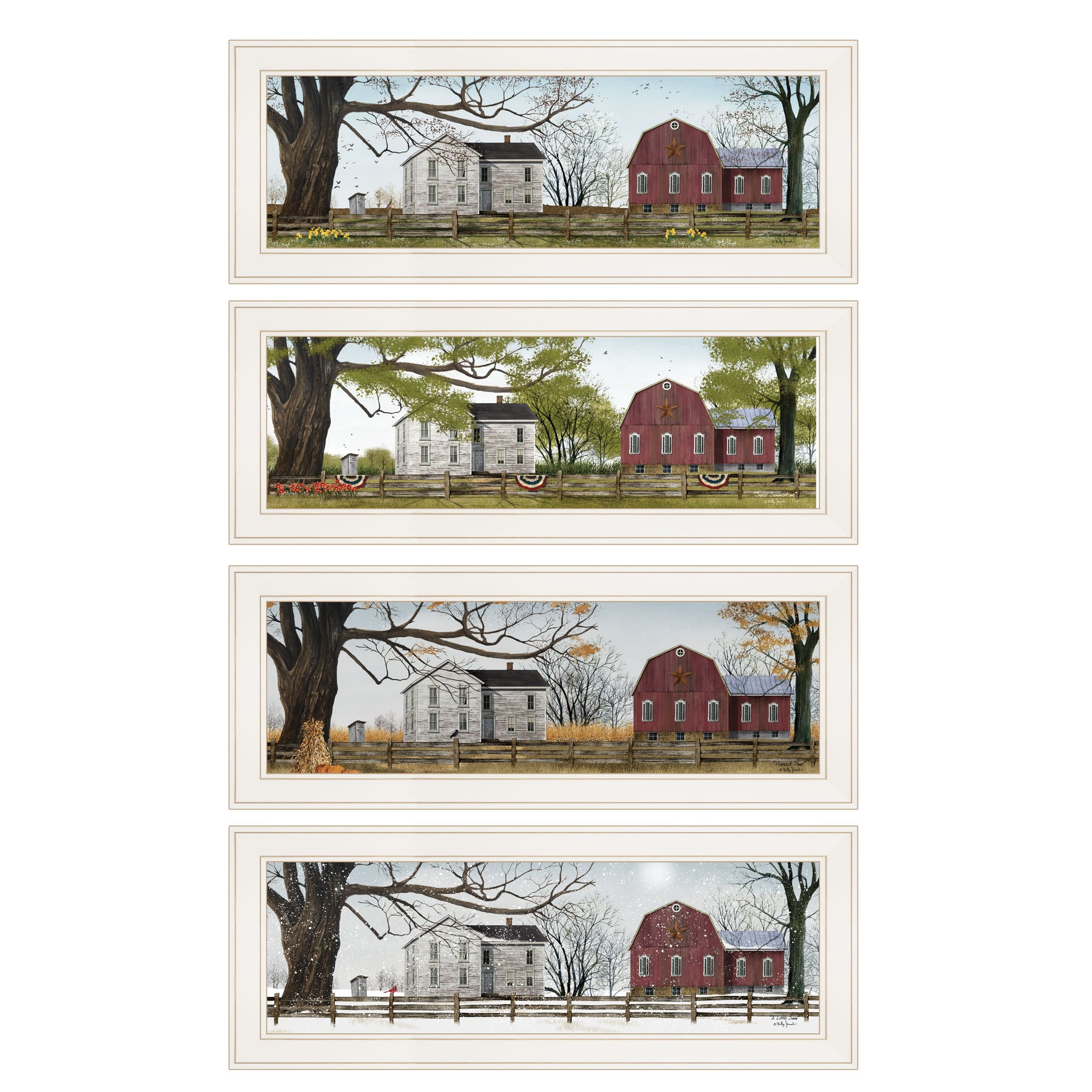 "Four Seasons Collection II" 4-Piece Vignette by Billy Jacobs, White Frame--1