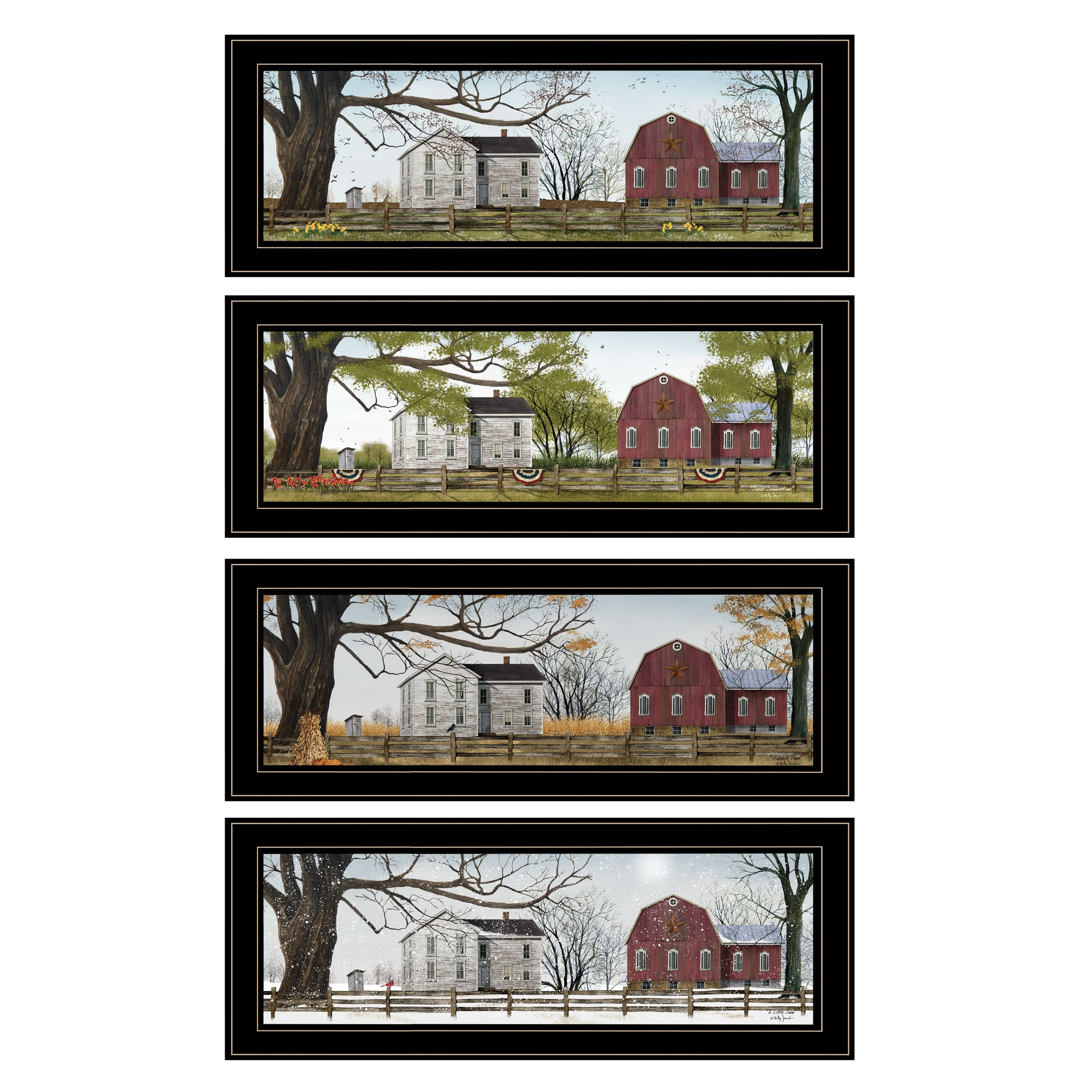 "Four Seasons Collection II" 4-Piece Vignette by Billy Jacobs, Black Frame--1