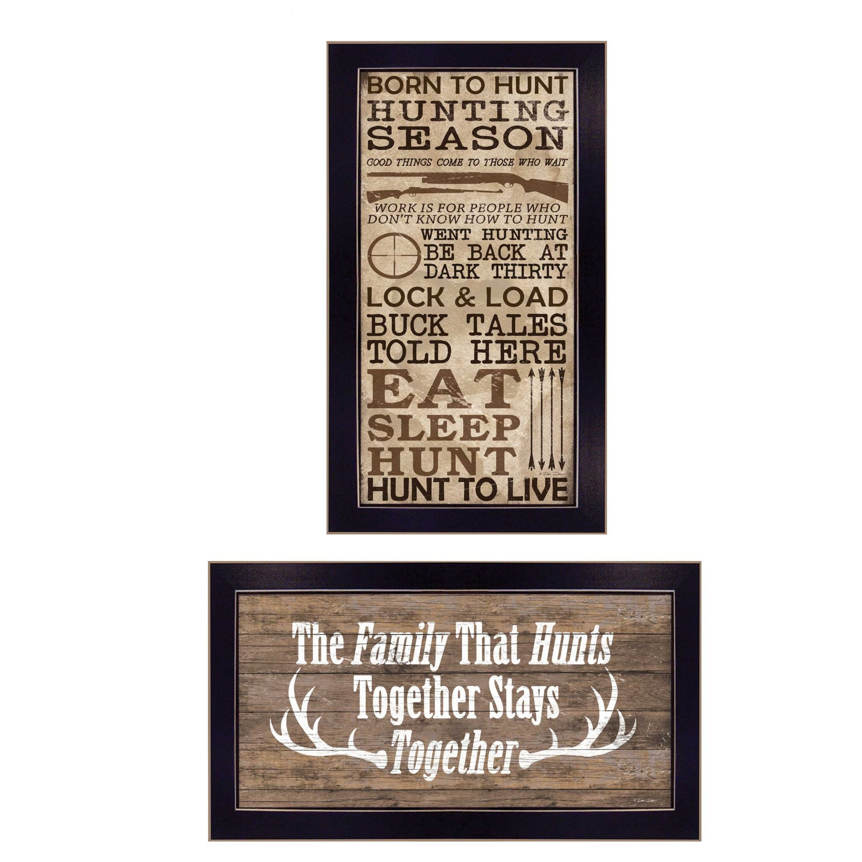 "Hunting Season Collection" 2-Piece Vignette By Dee Dee, Printed Wall Art, Ready To Hang Framed Poster, Black Frame--1