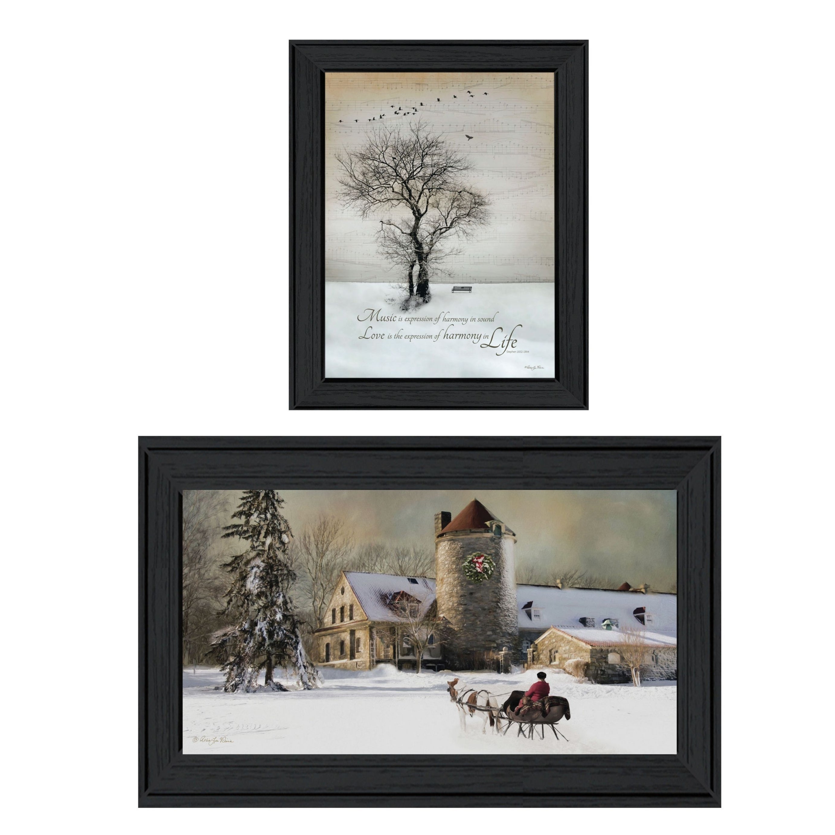 "Winter Harmony Vignette Collection" By Robin-Lee Vieira, Printed Wall Art, Ready To Hang Framed Poster, Black Frame--1