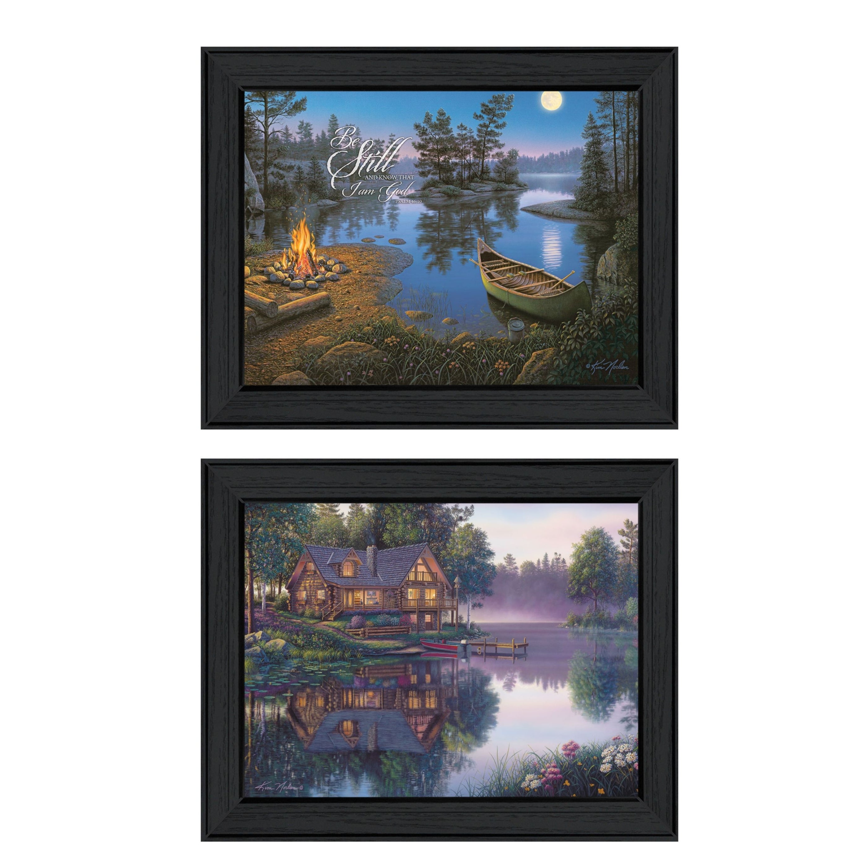 "Cabin Fever Collection" 2-Piece Vignette By Kim Norlien, Printed Wall Art, Ready To Hang Framed Poster, Black Frame--1