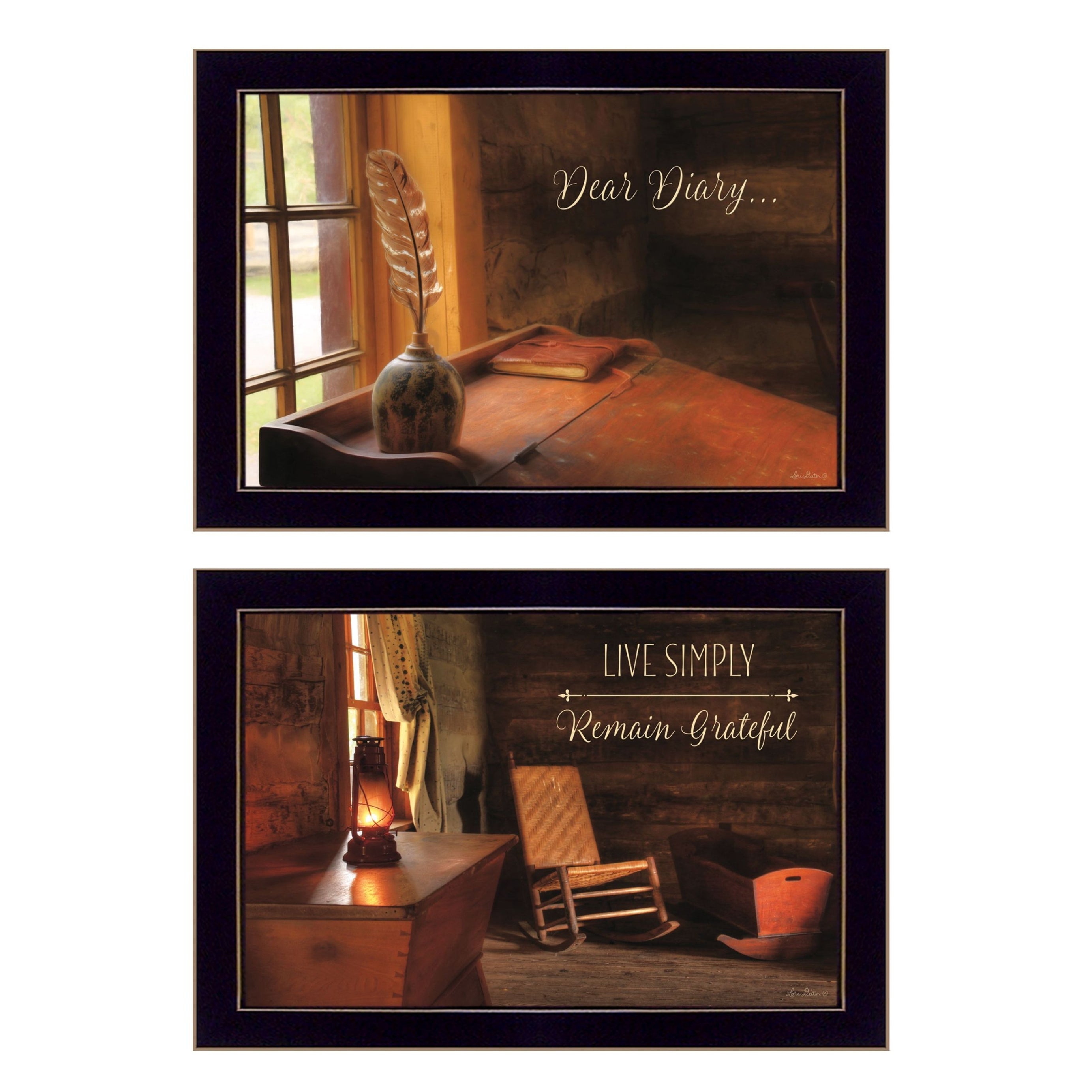 "Dear Diary Collection" 2-Piece Vignette By Lori Deiter, Printed Wall Art, Ready To Hang Framed Poster, Black Frame--1