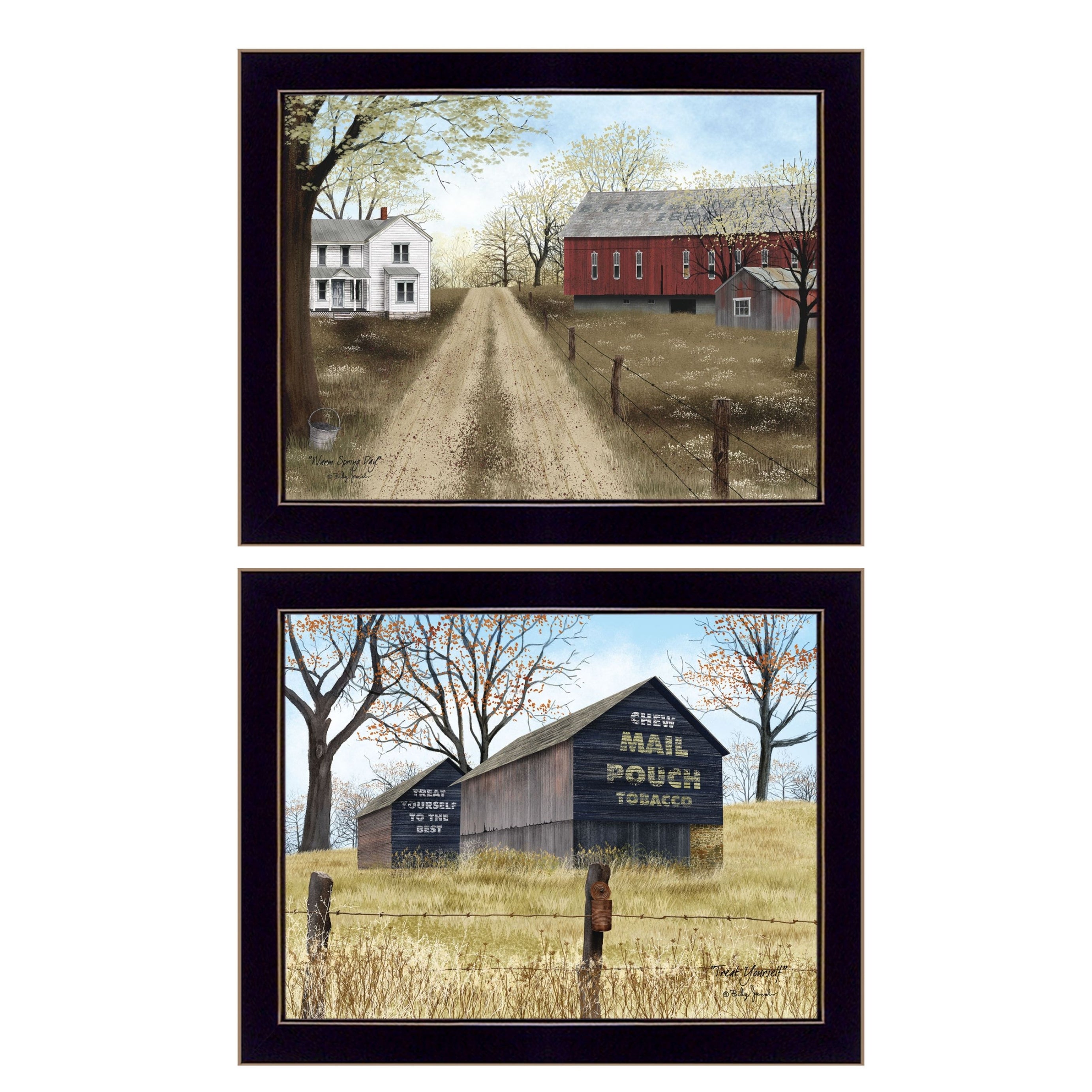 "Scenic Country Collection" 2-Piece Vignette By Billy Jacobs, Printed Wall Art, Ready To Hang Framed Poster, Black Frame--1