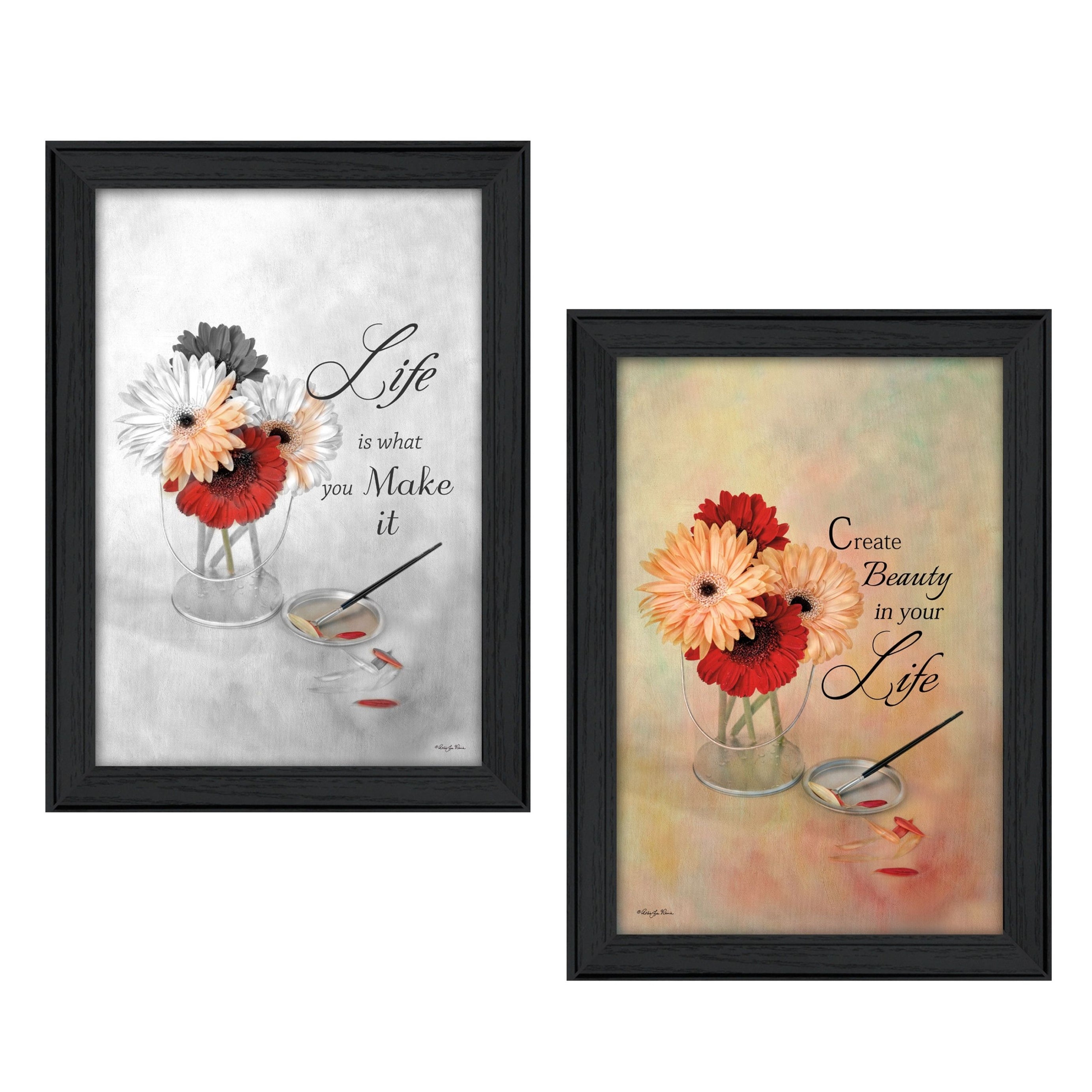 "Create Beauty Collection" 2-Piece Vignette By Robin-Lee Vieira, Printed Wall Art, Ready To Hang Framed Poster, Black Frame--1