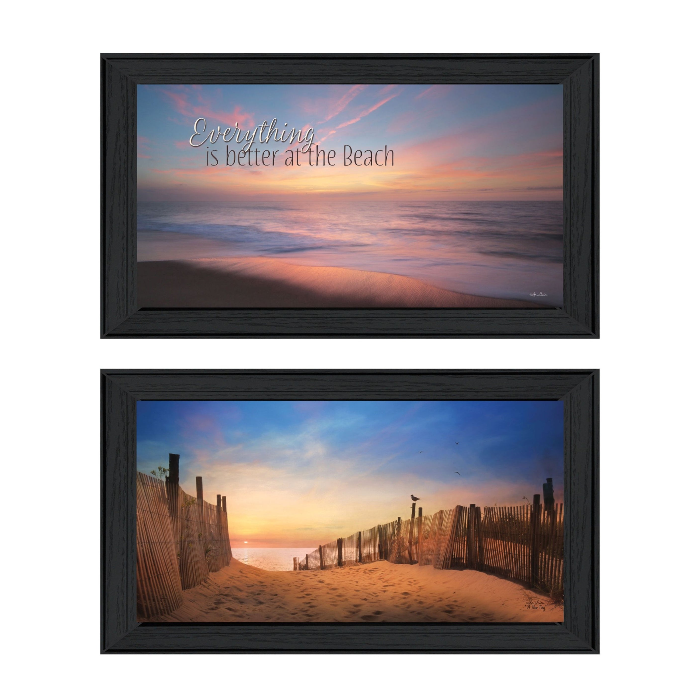 "At the Beach Collection" 2-Piece Vignette By Lori Deiter, Printed Wall Art, Ready To Hang Framed Poster, Black Frame--1