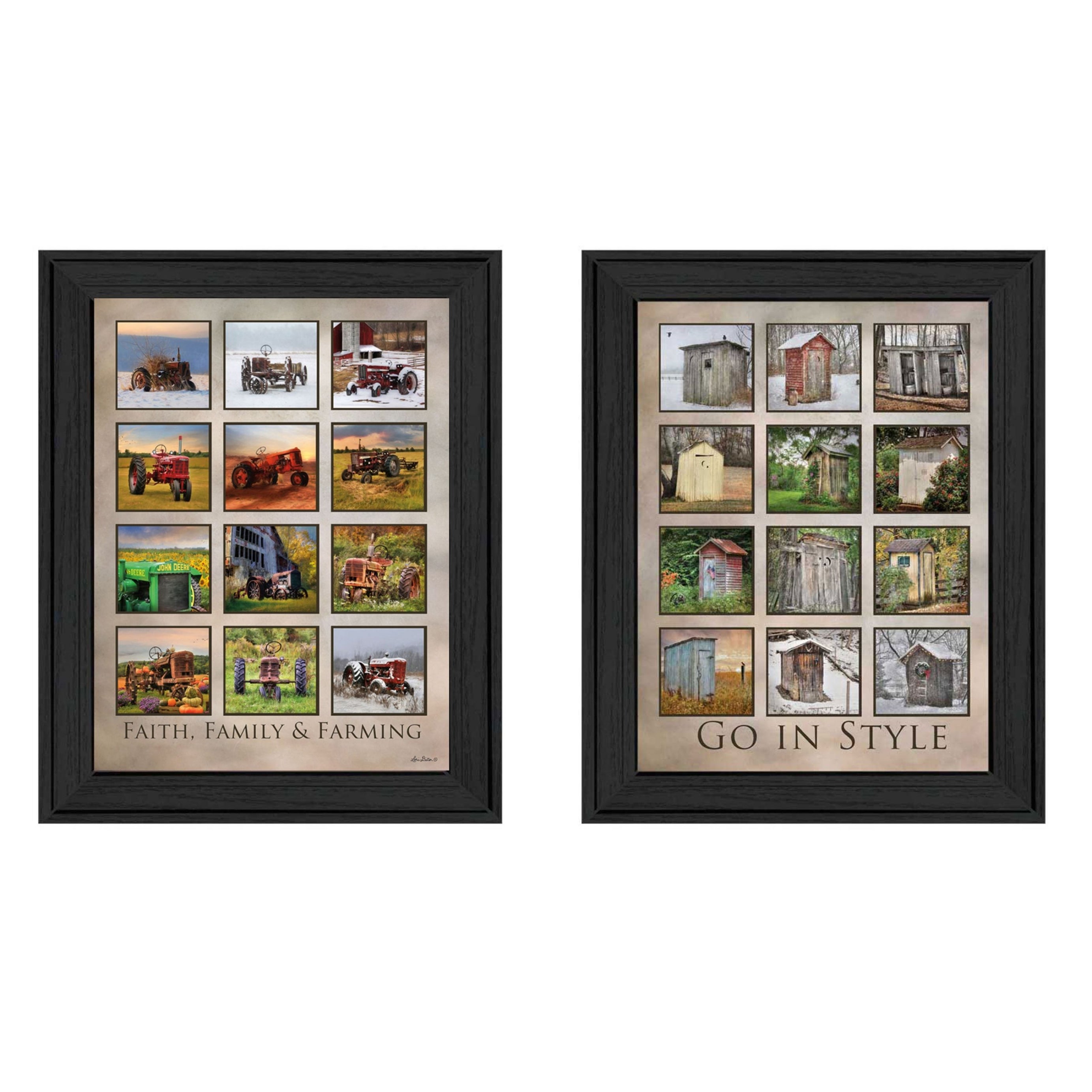 "Farming Collection" 2-Piece Vignette By Lori Deiter, Printed Wall Art, Ready To Hang Framed Poster, Black Frame--1