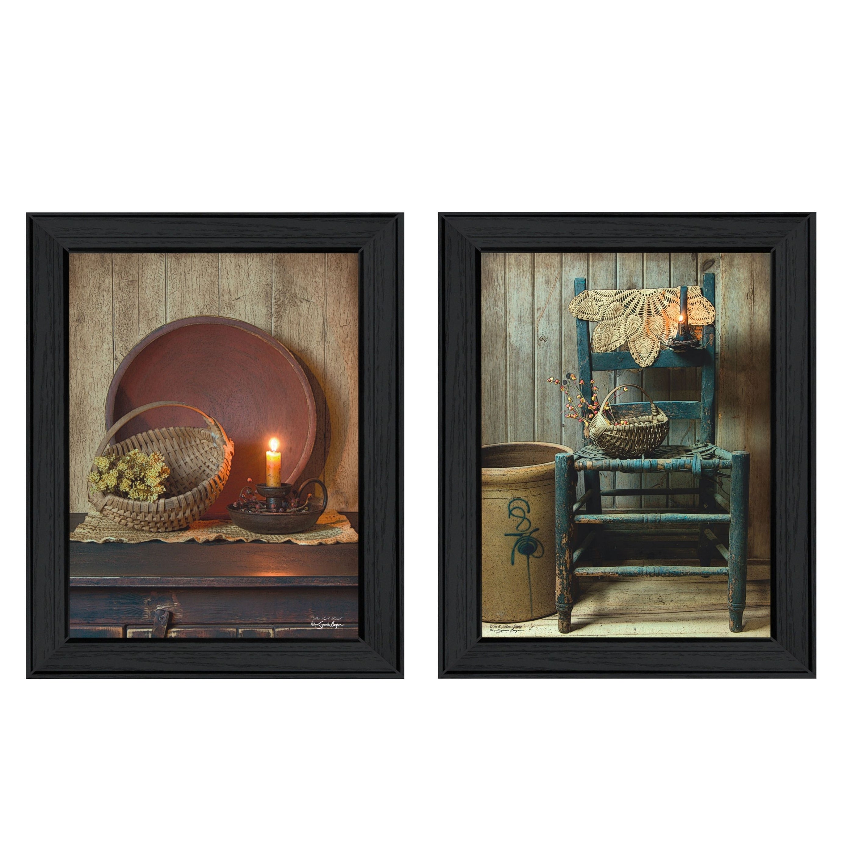 "Warm Home Setting Collection" 2-Piece Vignette By Susan Boyer, Printed Wall Art, Ready To Hang Framed Poster, Black Frame--1