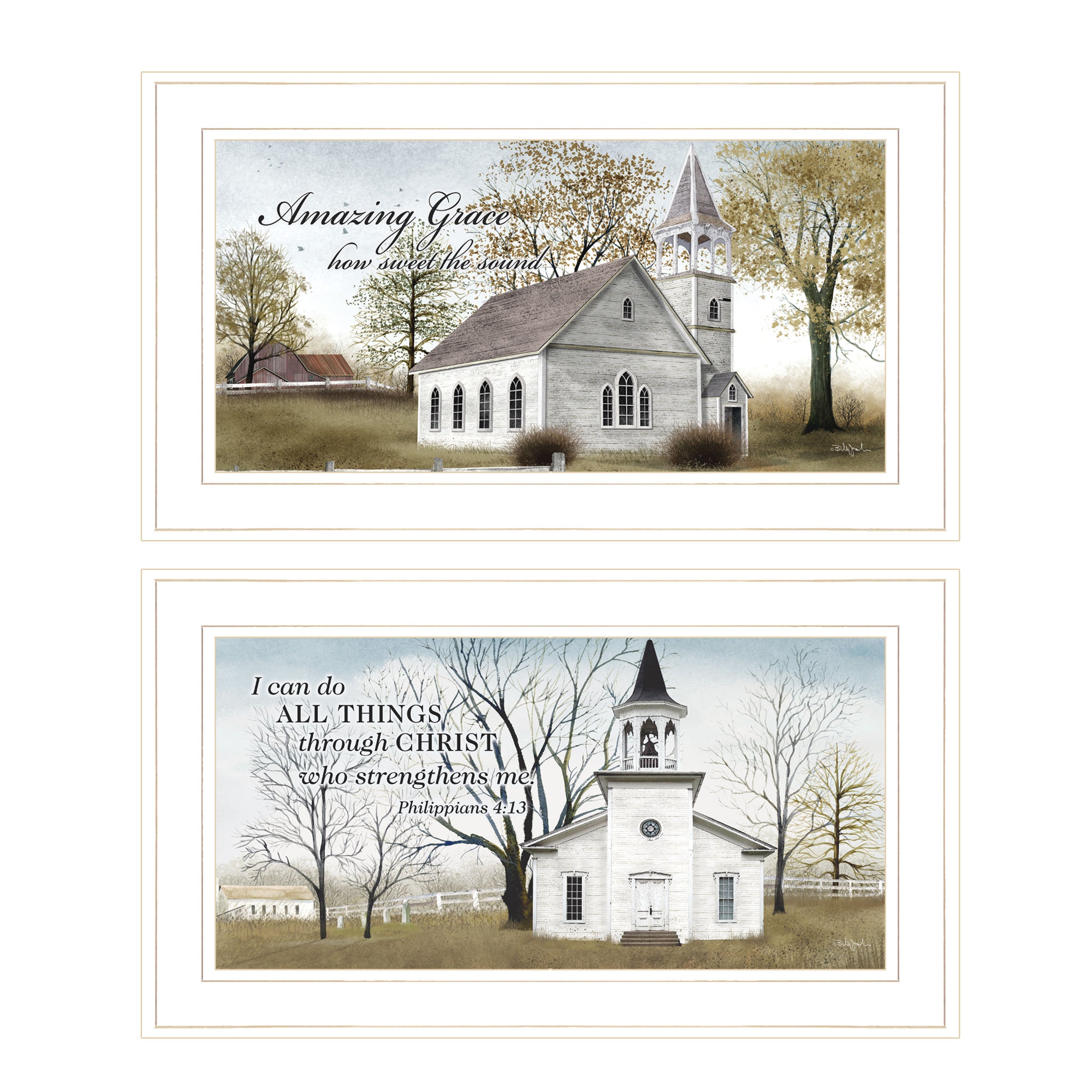 "Amazing Grace Collection" 2-Piece Vignette By Billy Jacobs, White Frame--1