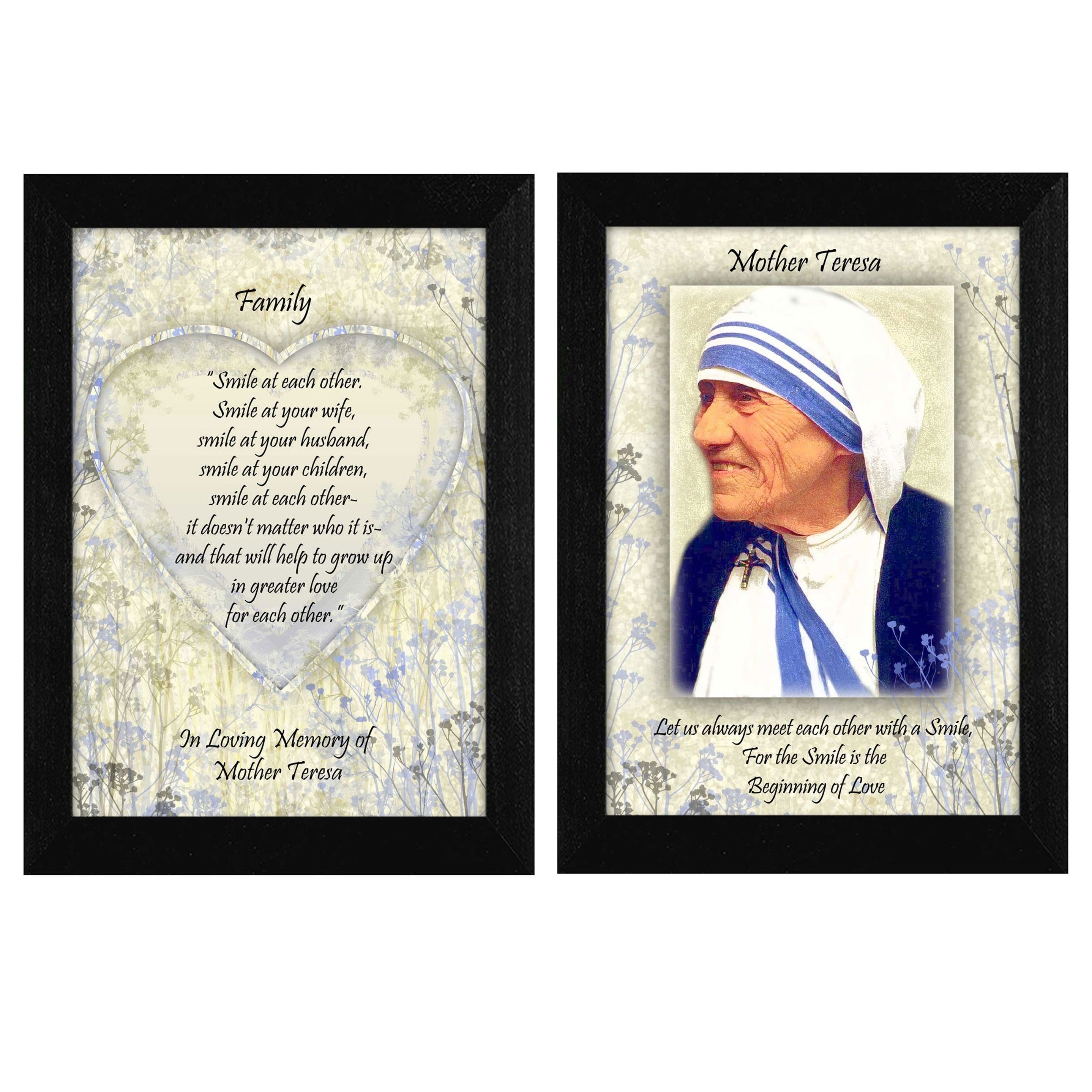 "Family Quotes  2-Piece Vignette by Mother Teresa Collection", Printed Wall Art, Ready To Hang Framed Poster, Black Frame--1