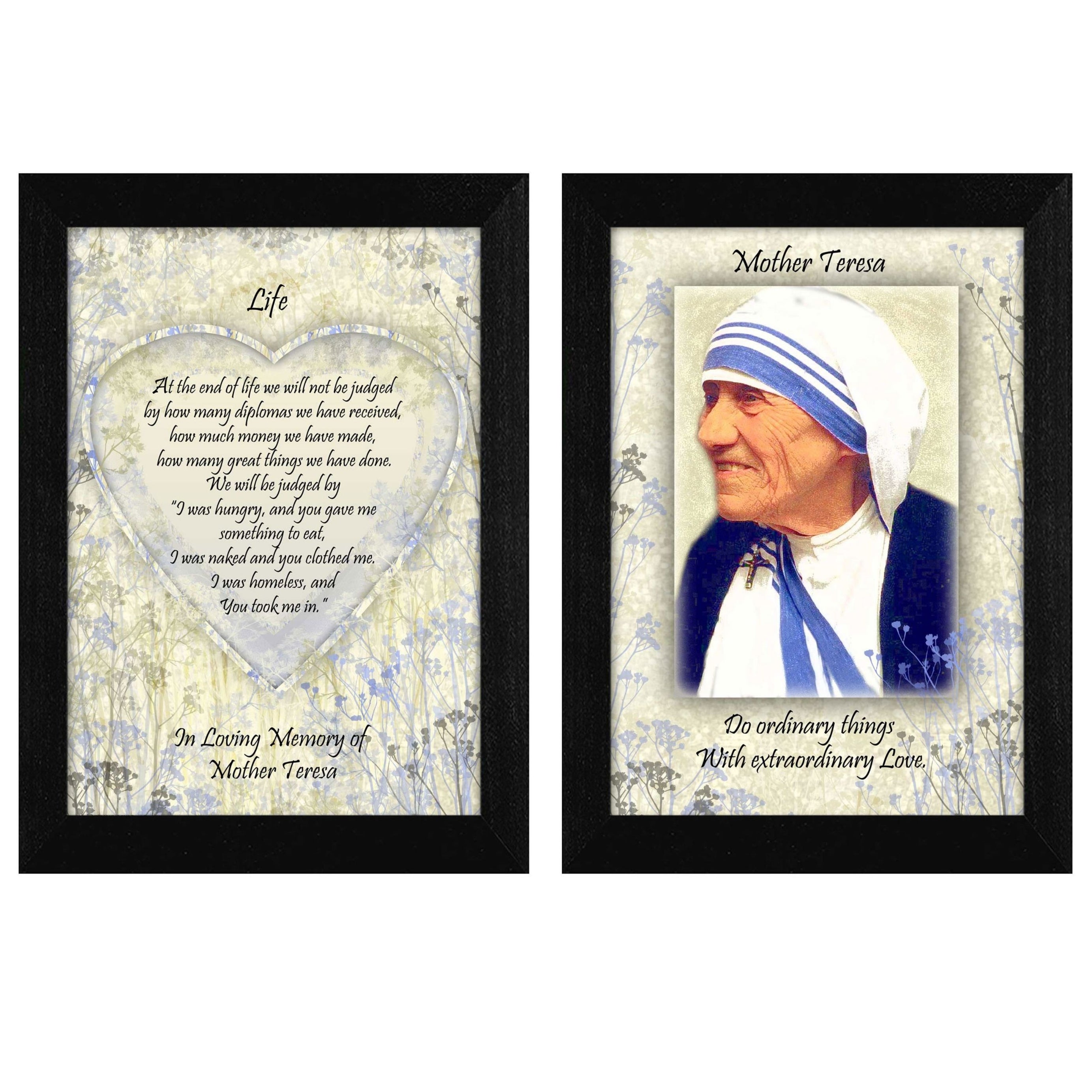 "Life Quotes 2-Piece Vignette by Mother Teresa Collection", Printed Wall Art, Ready To Hang Framed Poster, Black Frame--1