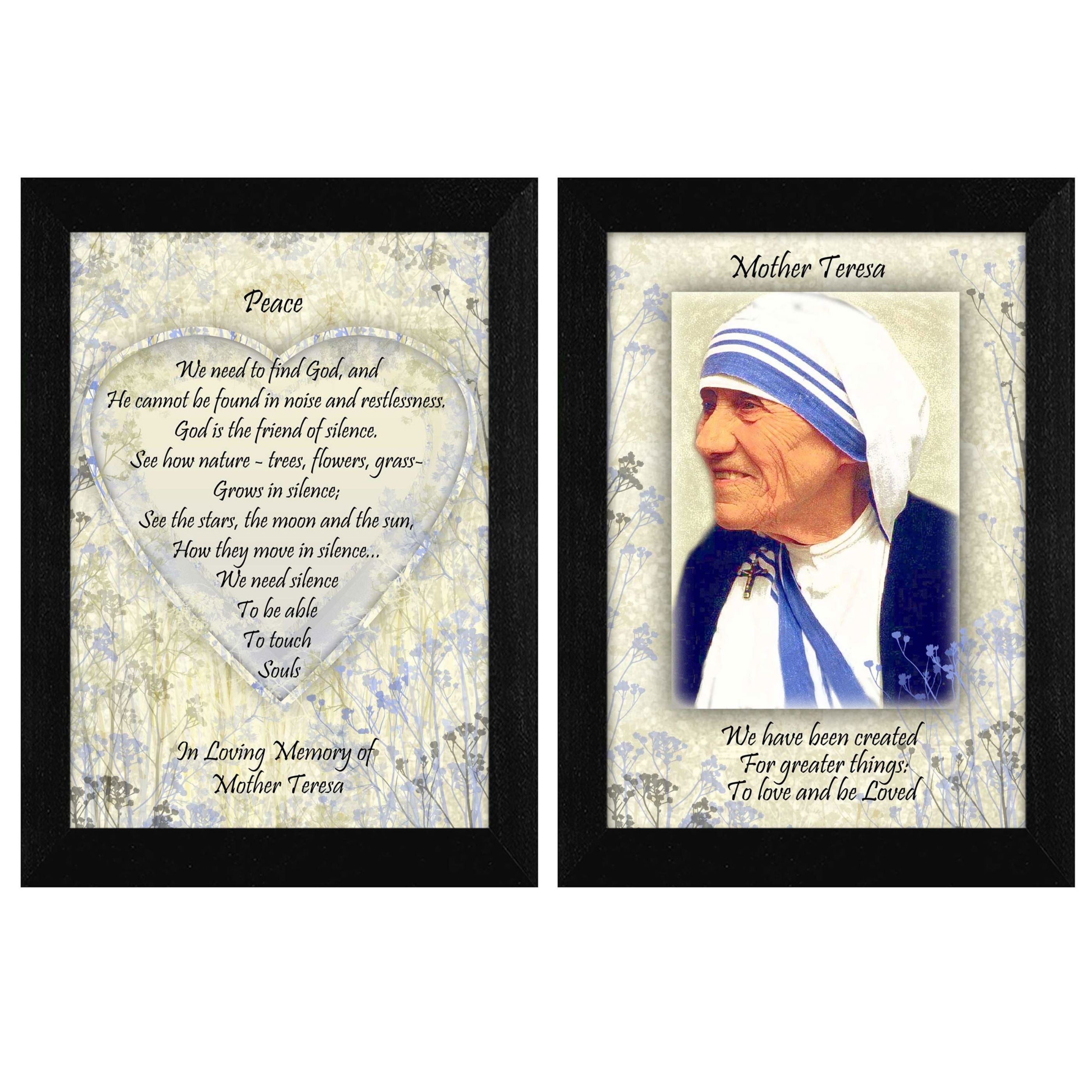 "Peace Quotes 2-Piece Vignette by Mother Teresa Collection", Printed Wall Art, Ready To Hang Framed Poster, Black Frame--1