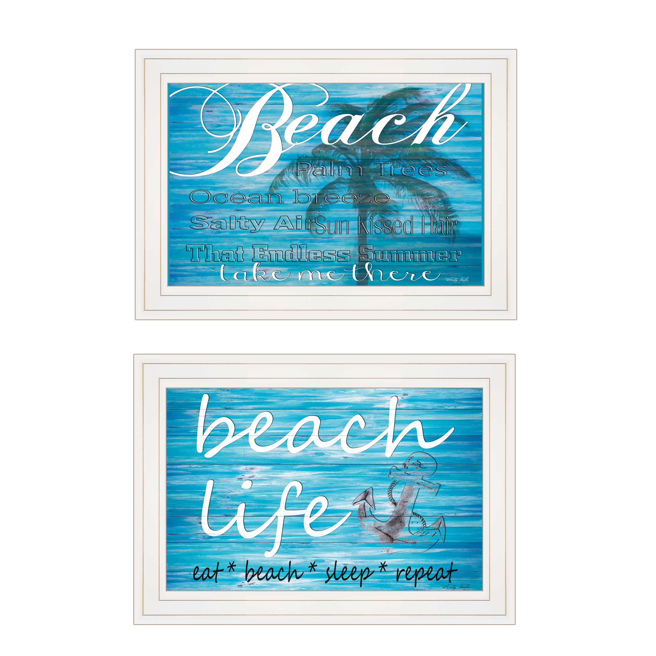 "Beach Life" 2-Piece Vignette by Cindy Jacobs, White Frame--1