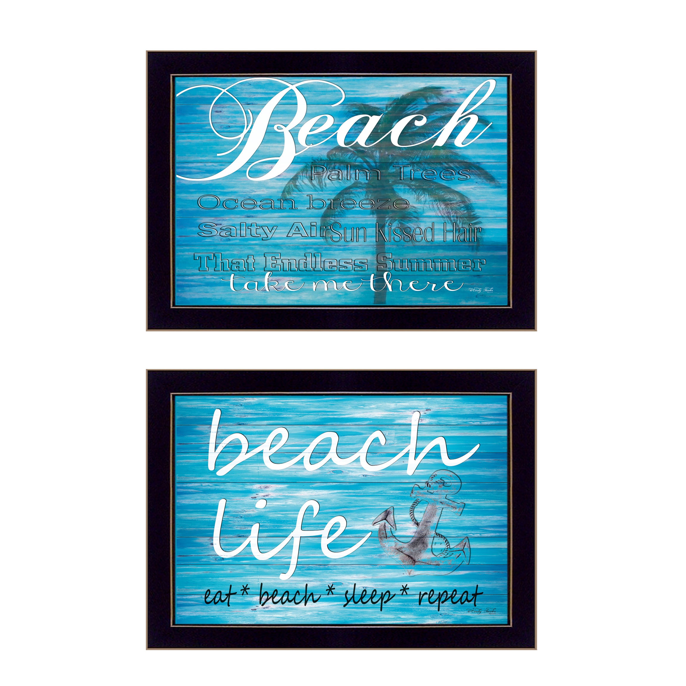 "Beach Life" 2-Piece Vignette by Cindy Jacobs, Black Frame--1