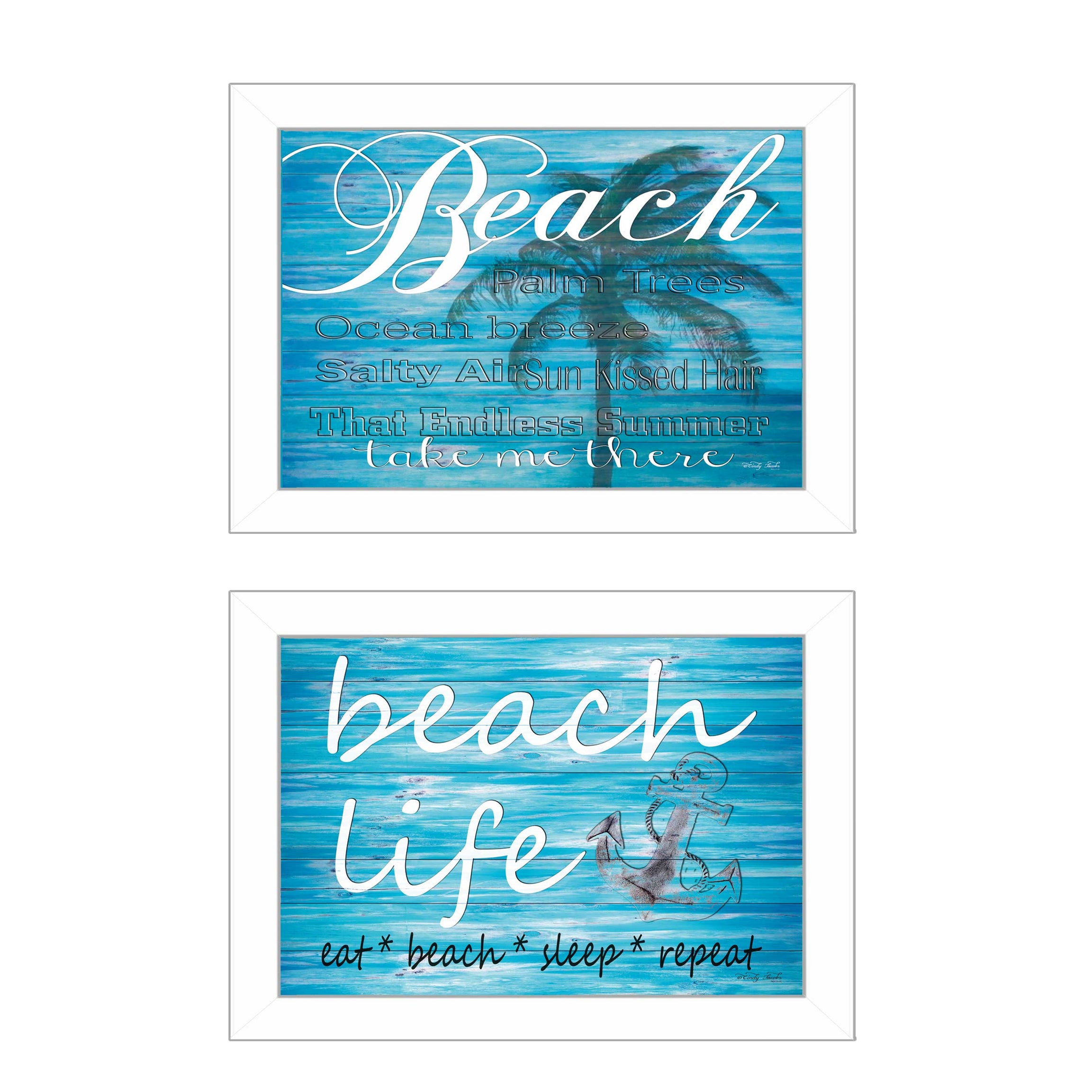 "Beach Life" 2-Piece Vignette by Cindy Jacobs, White Frame--1